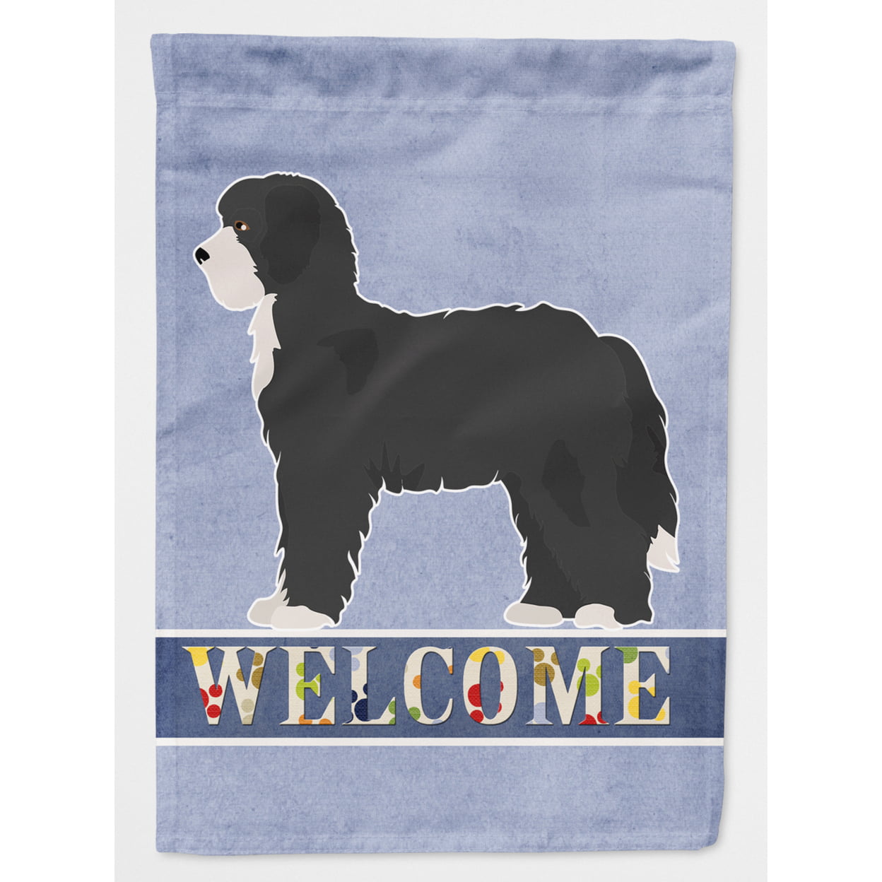 CK3774CHF Black Sheepadoodle Welcome Flag Canvas House Size