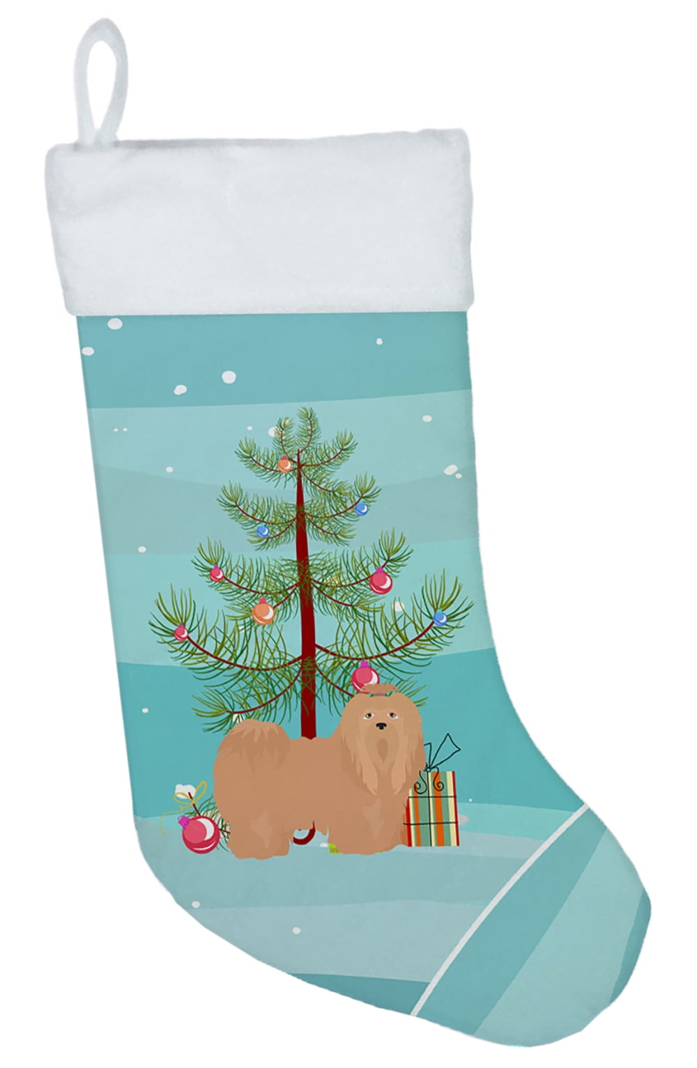 Tan Lhasa Apso Christmas Tree Christmas Stocking