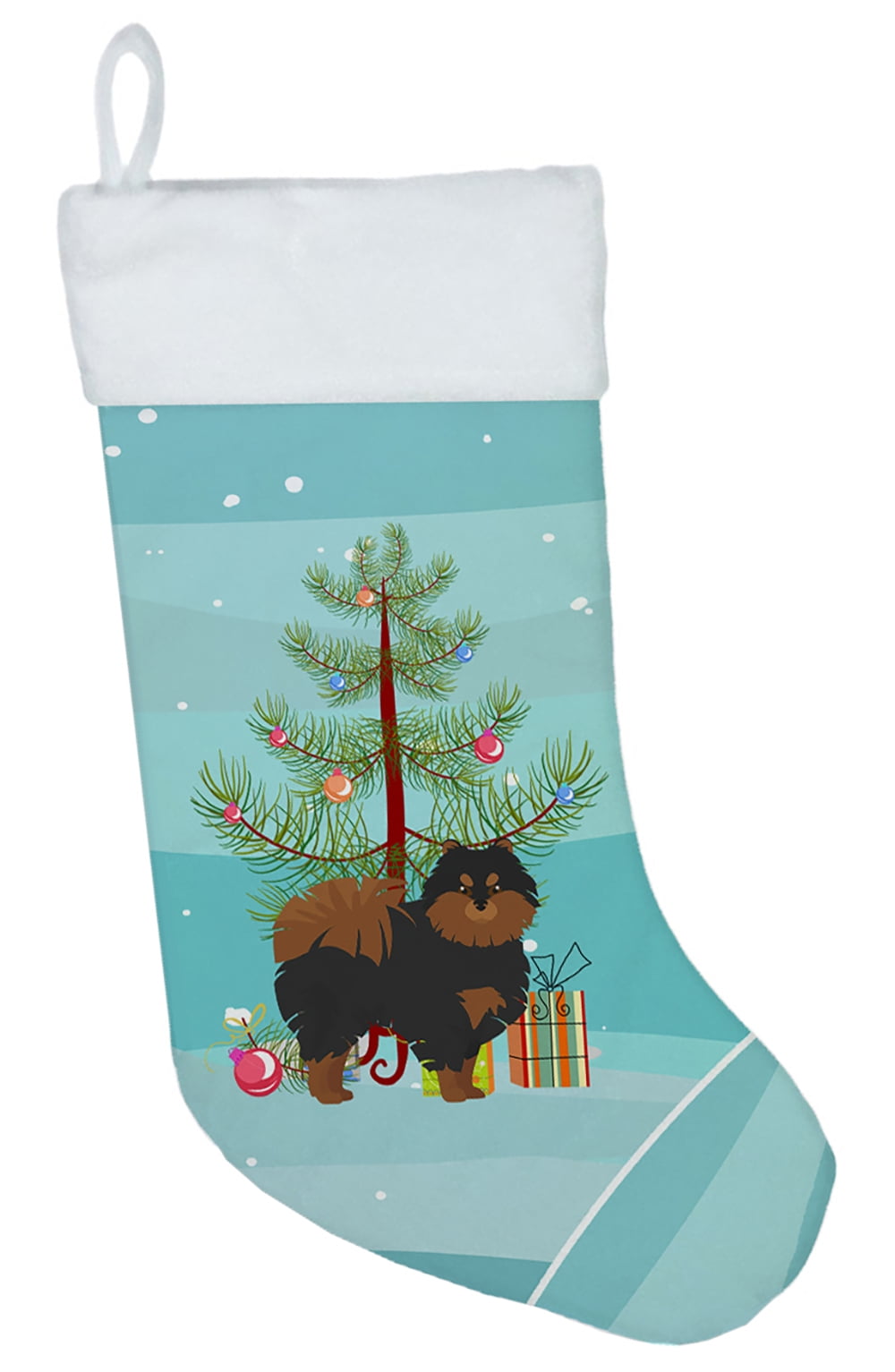 CK3477CS Pomeranian Christmas Tree Christmas Stocking