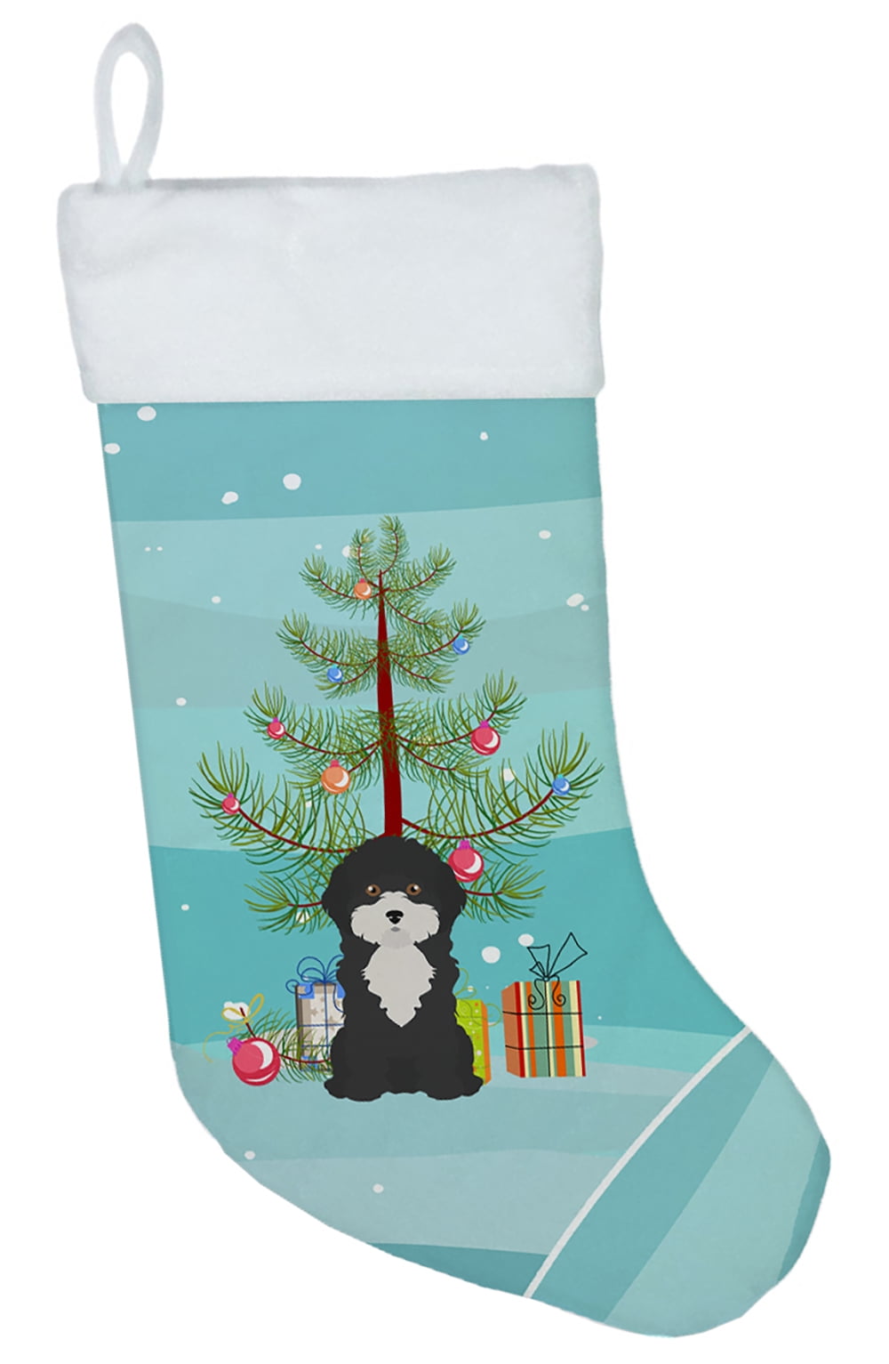 Black & White Cyprus Poodle Christmas Tree Christmas Stocking