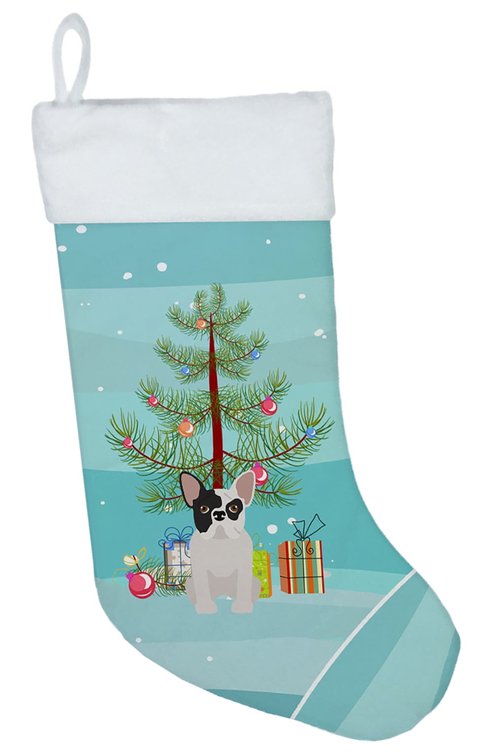 Black & White French Bulldog Christmas Tree Christmas Stocking