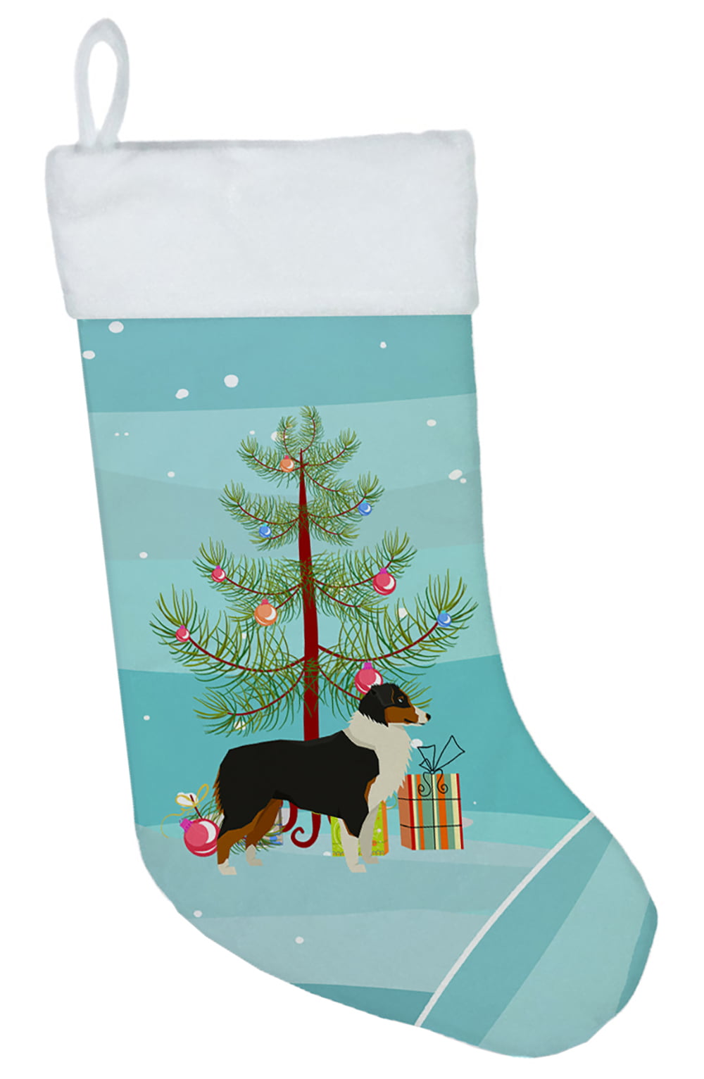 CK3516CS Australian Shepherd Christmas Tree Christmas Stocking