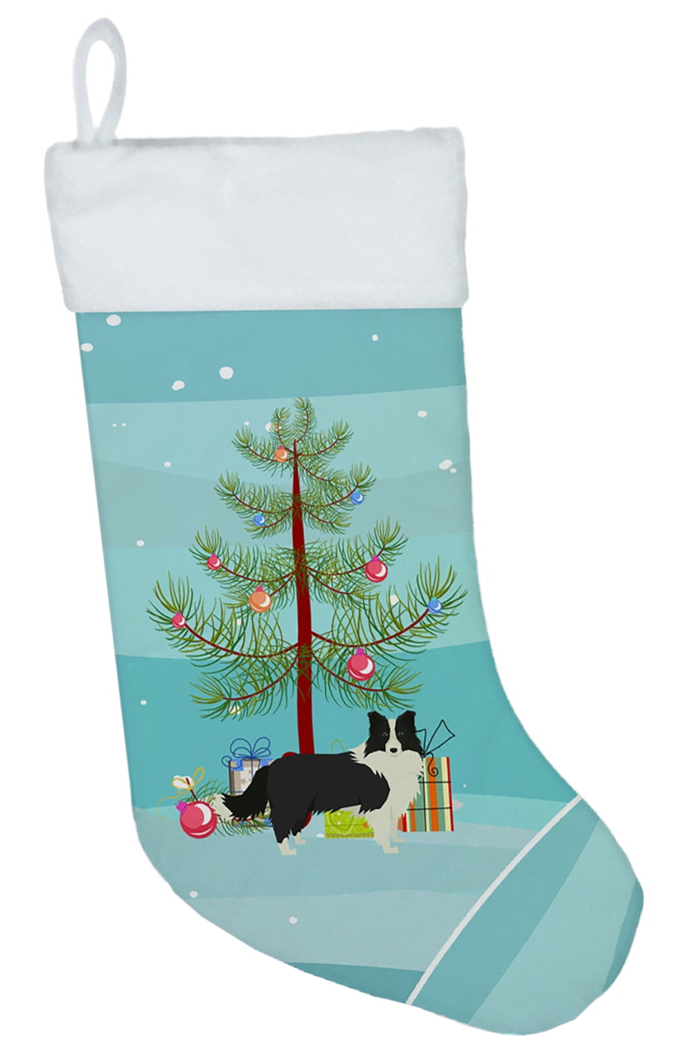 CK3522CS Border Collie Christmas Tree Christmas Stocking