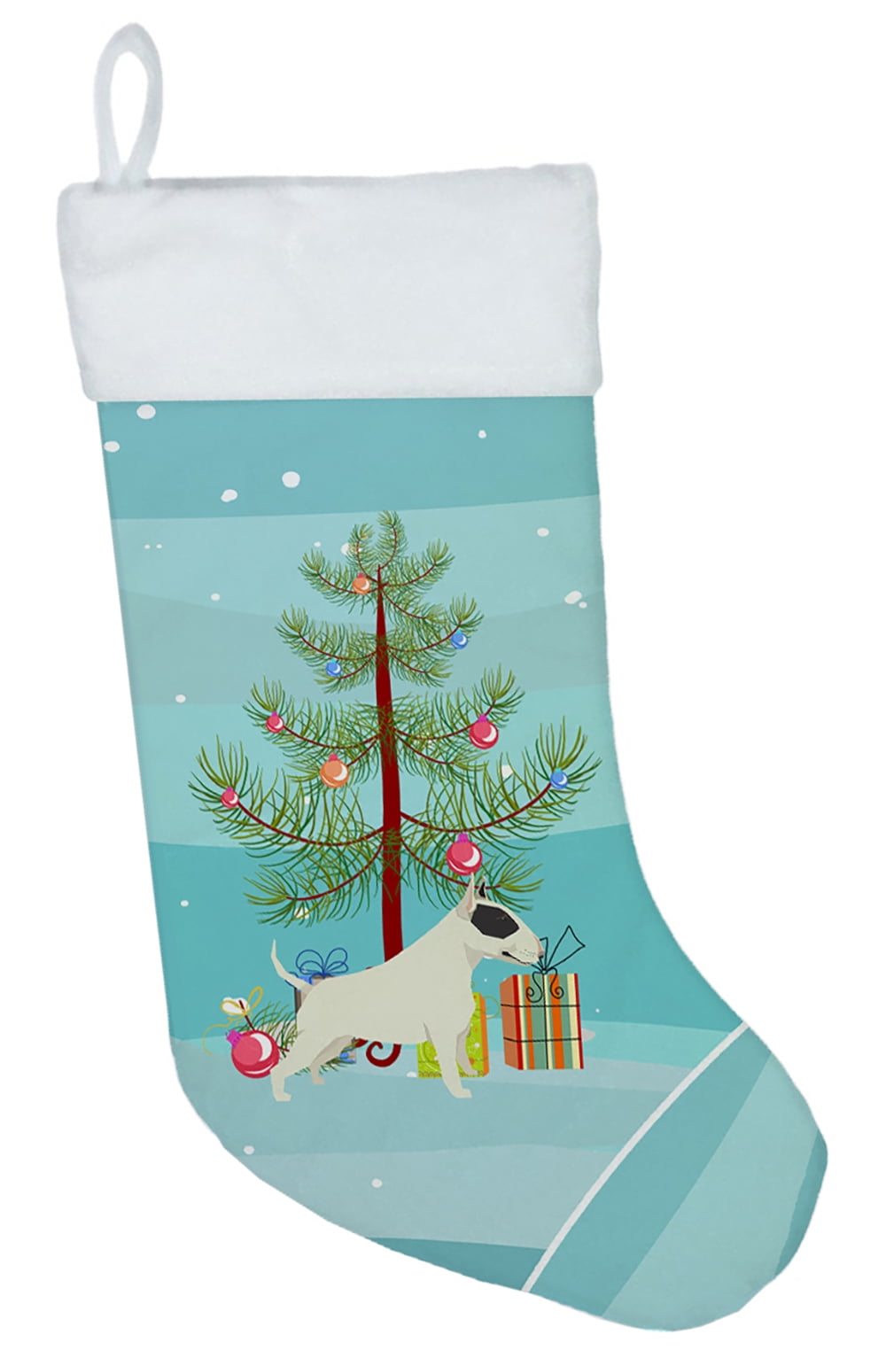 Black & White Bull Terrier Christmas Tree Christmas Stocking