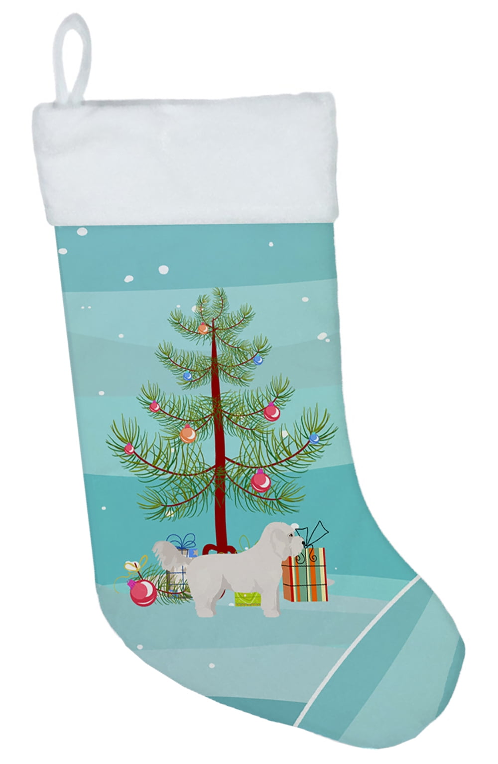 CK3805CS Bichpoo White Christmas Tree Christmas Stocking