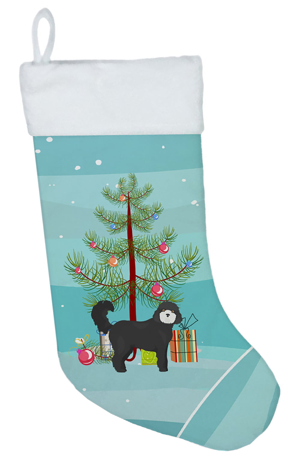 CK3823CS Black Cockapoo Christmas Tree Christmas Stocking