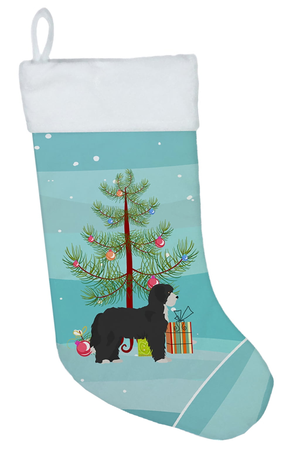 CK3868CS Black Sheepadoodle Christmas Tree Christmas Stocking