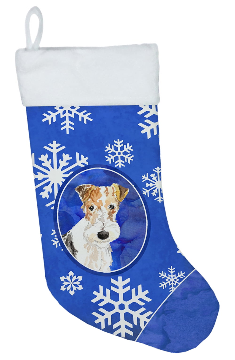 CK3893CS Fox Terrier Winter Snowflakes Christmas Stocking