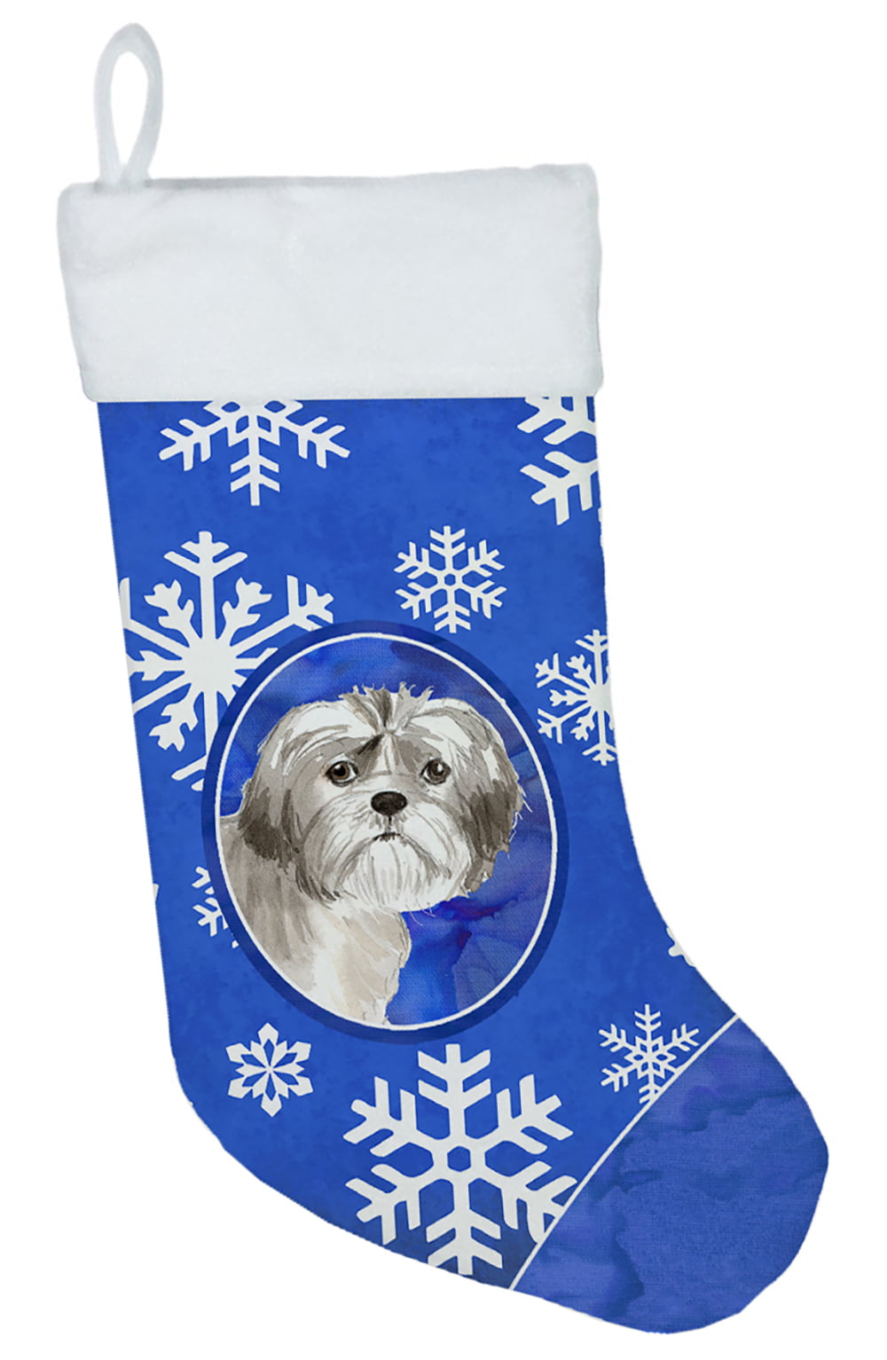 CK3900CS Shih Tzu Puppy Winter Snowflakes Christmas Stocking