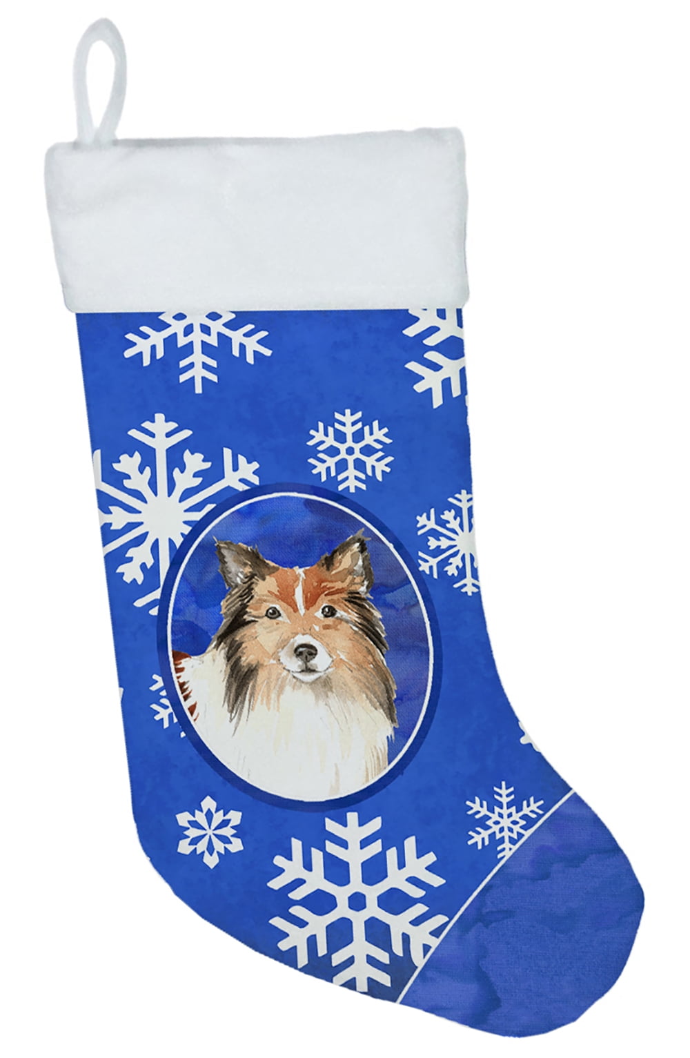 CK3902CS Sheltie Winter Snowflakes Christmas Stocking