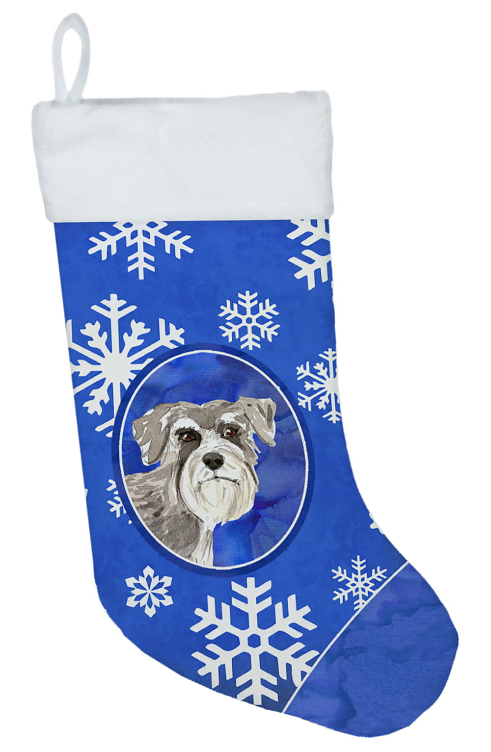 Schnauzer No.1 Winter Snowflakes Christmas Stocking