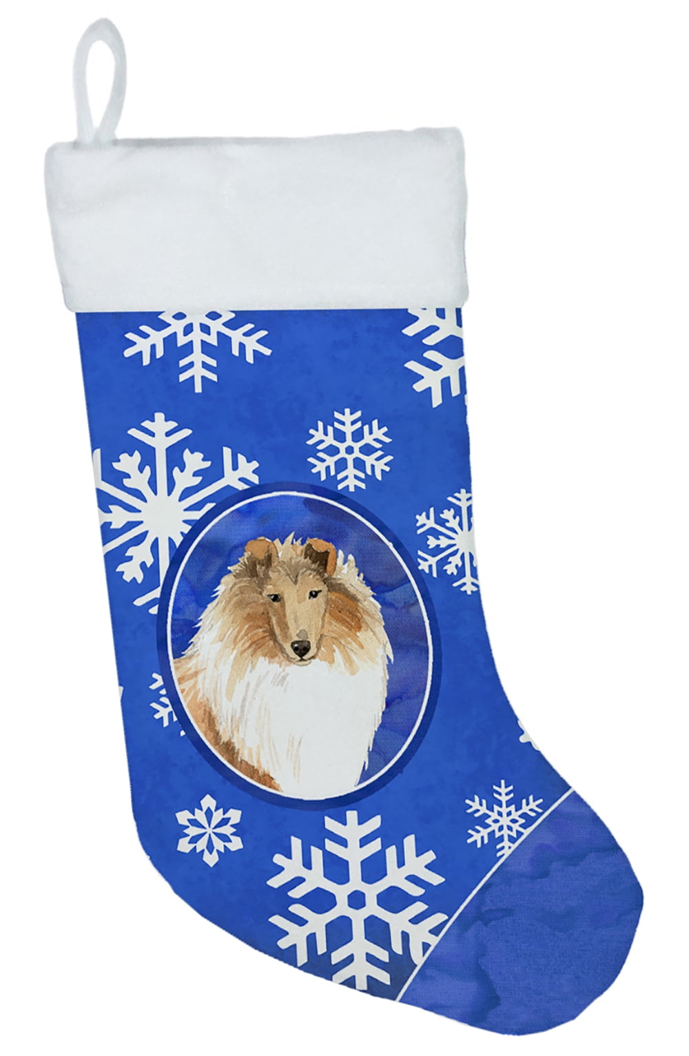 Collie Winter Snowflakes Christmas Stocking