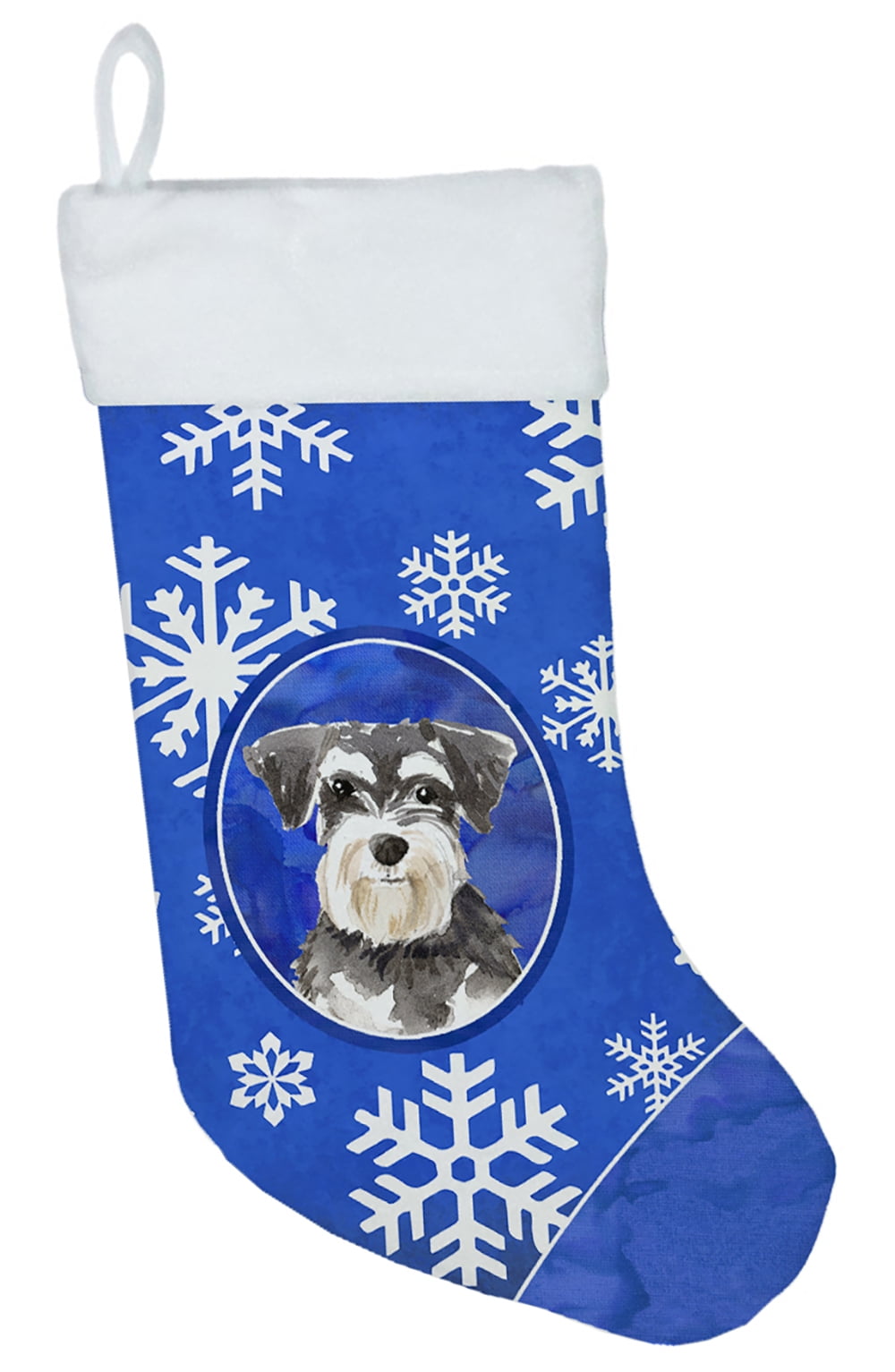 Schnauzer No.2 Winter Snowflakes Christmas Stocking