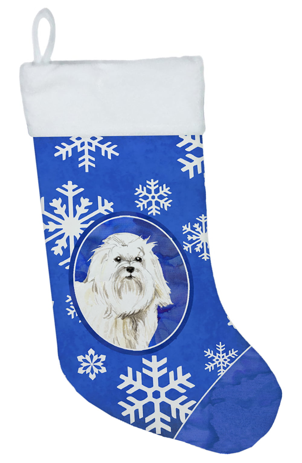 CK3909CS Maltese Winter Snowflakes Christmas Stocking