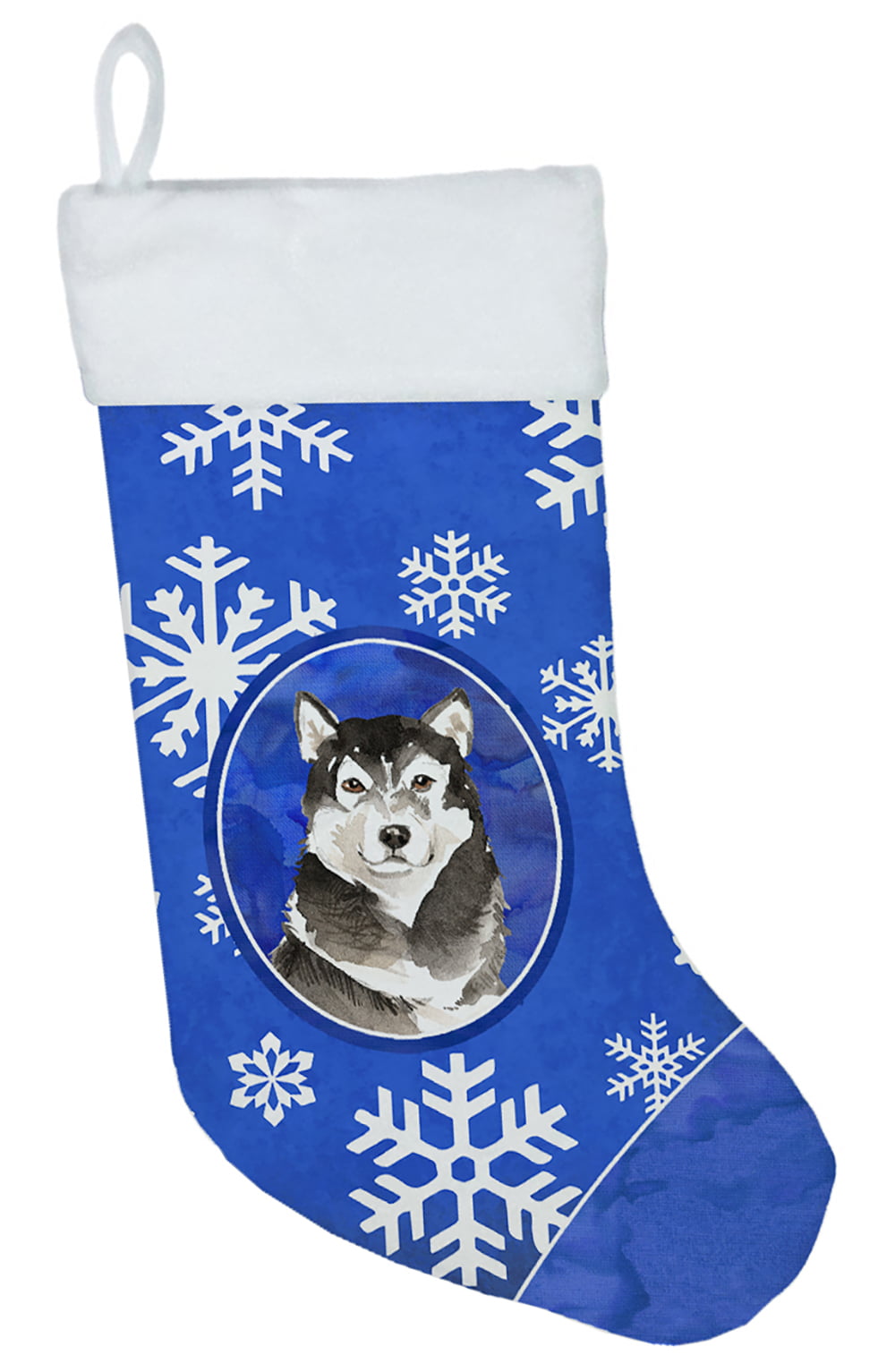 Alaskan Malamute Winter Snowflakes Christmas Stocking