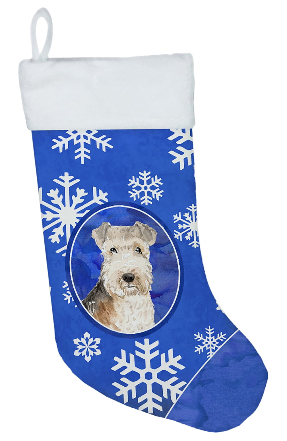 Lakeland Terrier Winter Snowflakes Christmas Stocking