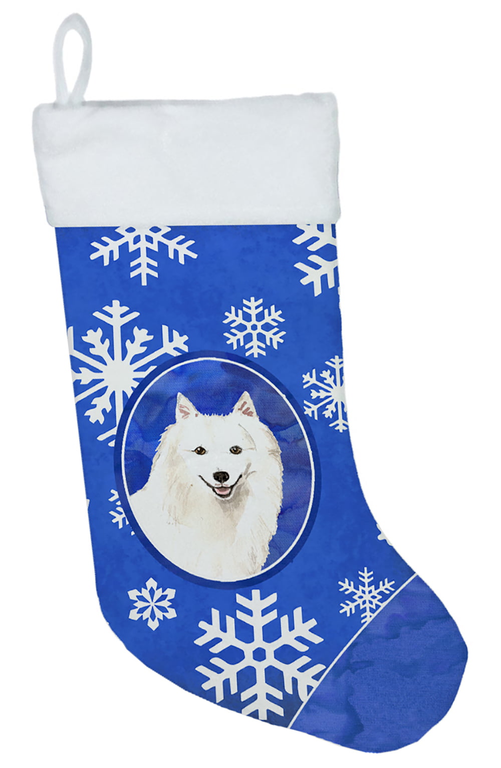 Japanese Spitz Winter Snowflakes Christmas Stocking