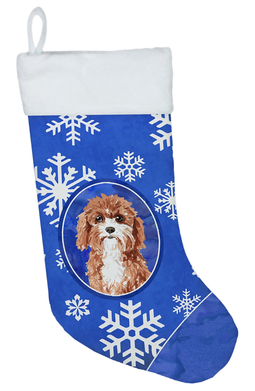 CK3919CS Cavapoo Winter Snowflakes Christmas Stocking