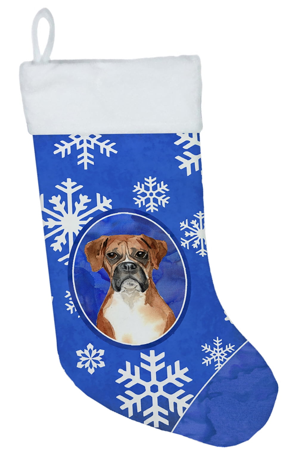 Boxer Winter Snowflakes Christmas Stocking