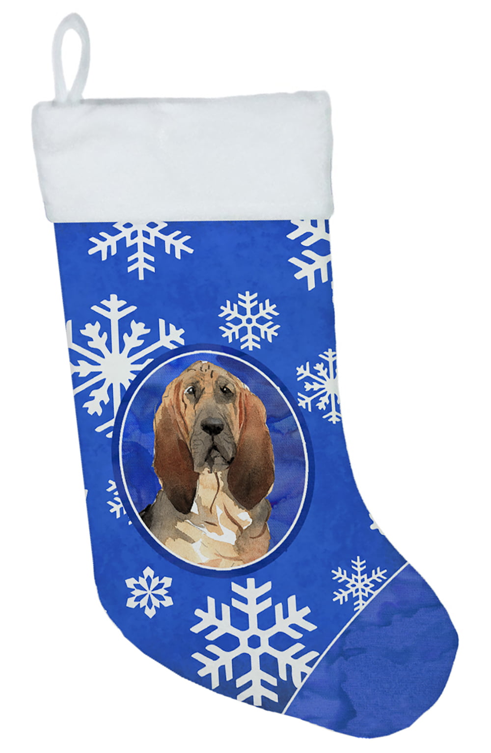 Bloodhound Winter Snowflakes Christmas Stocking