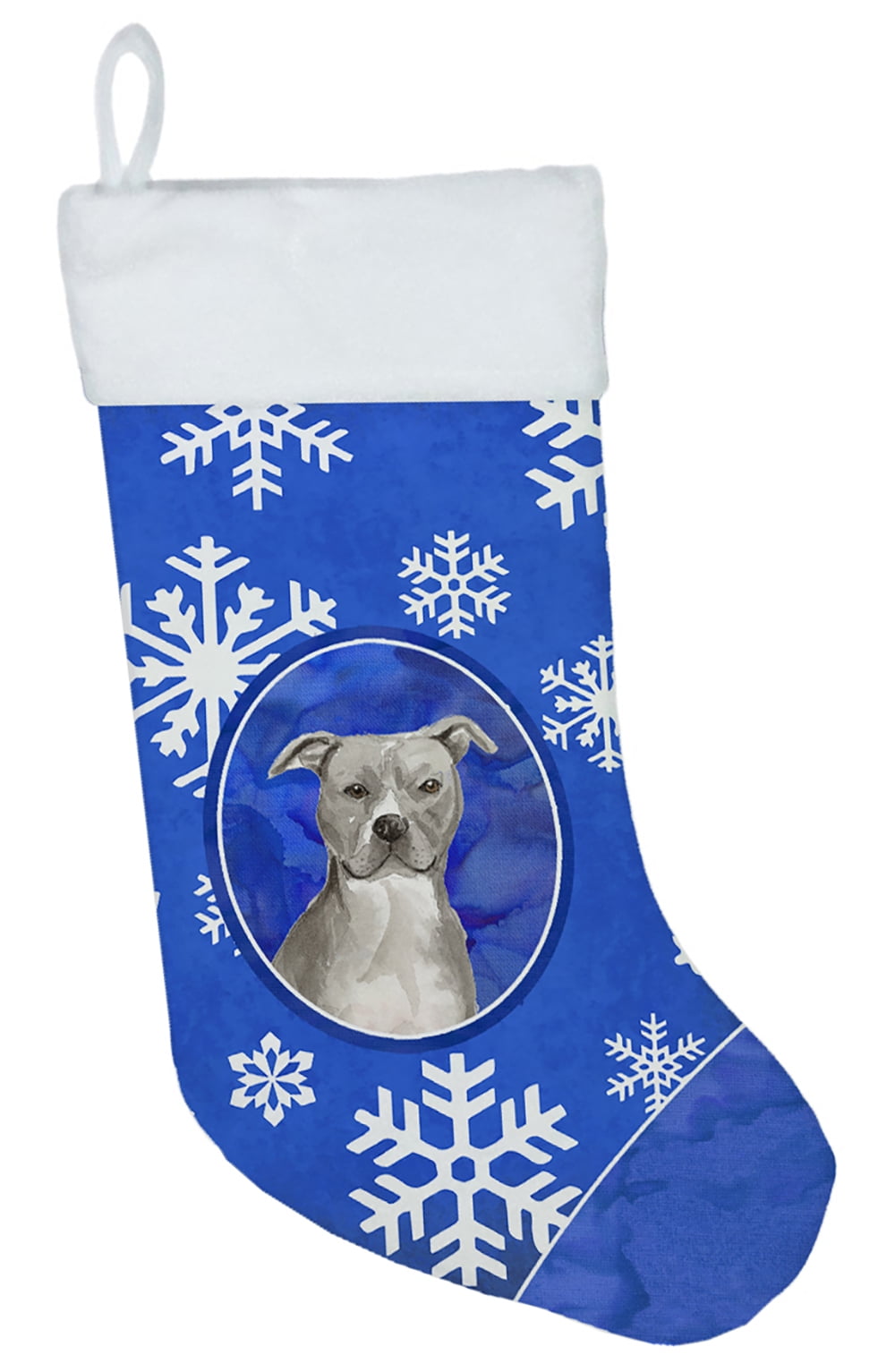 CK3932CS Winter Snowflakes Staffordshire Bull Terrier Christmas Stocking