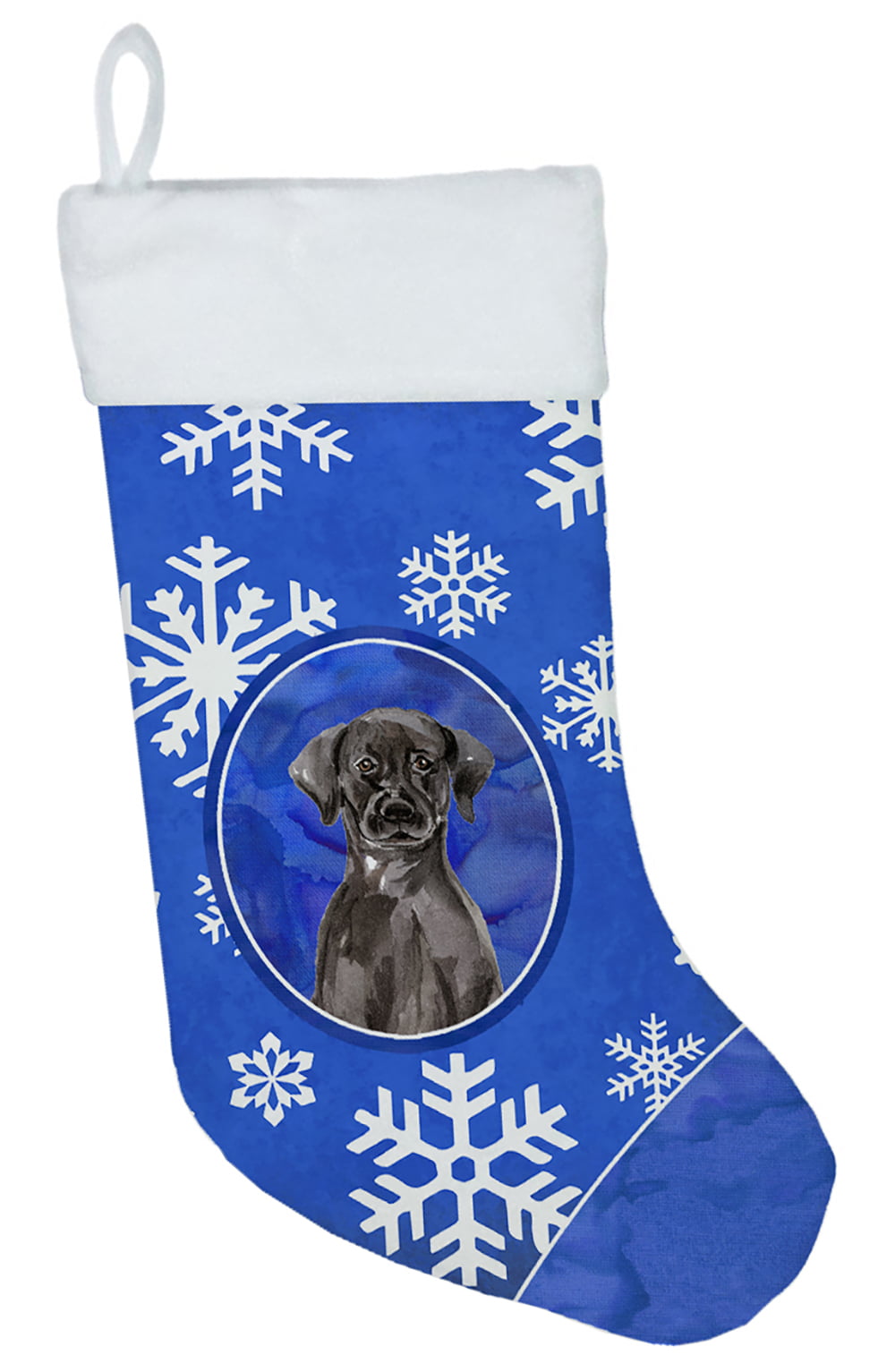 CK3935CS Winter Snowflakes Black Labrador Retriever Christmas Stocking
