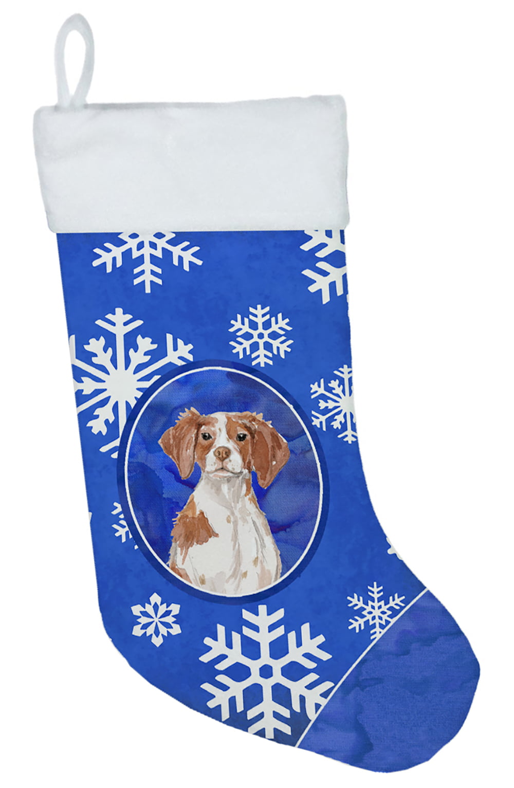 CK3936CS Winter Snowflakes Brittany Spaniel Christmas Stocking