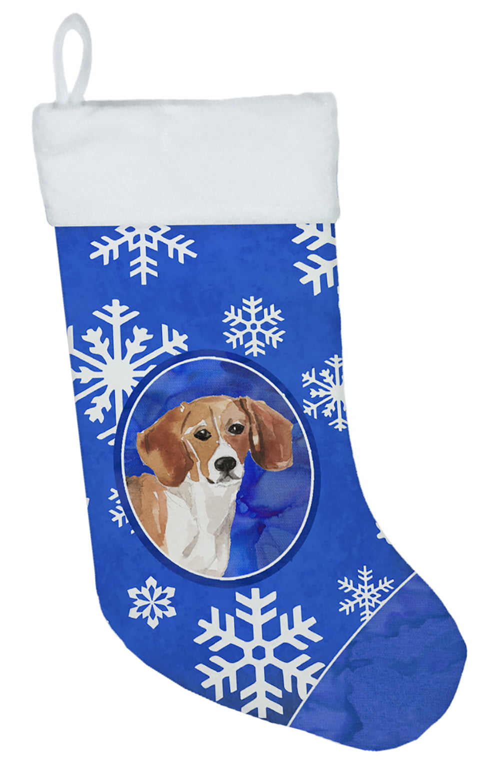 Winter Snowflakes Beagle Christmas Stocking