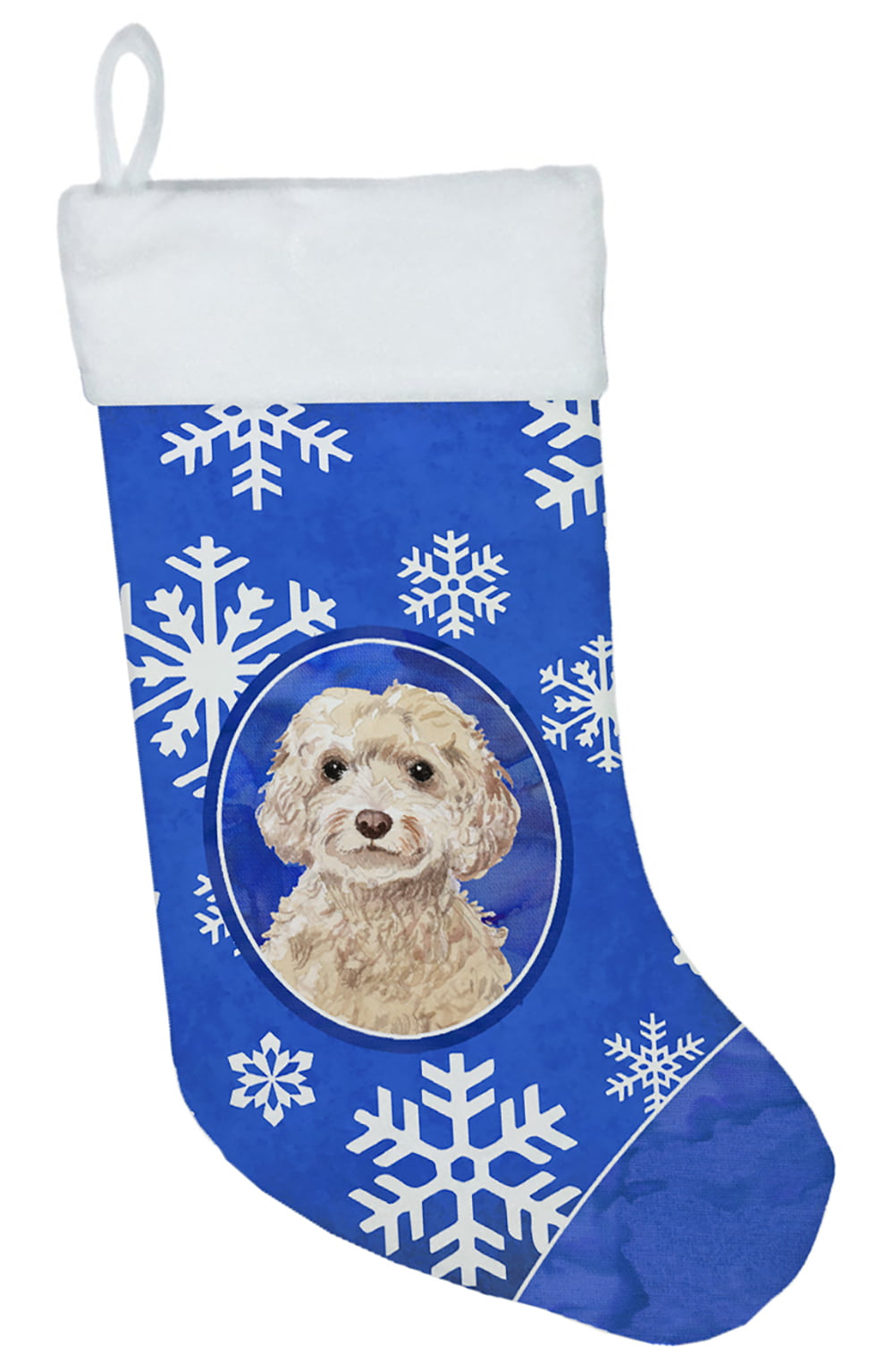 CK3947CS Winter Snowflakes Champagne Cockapoo Christmas Stocking