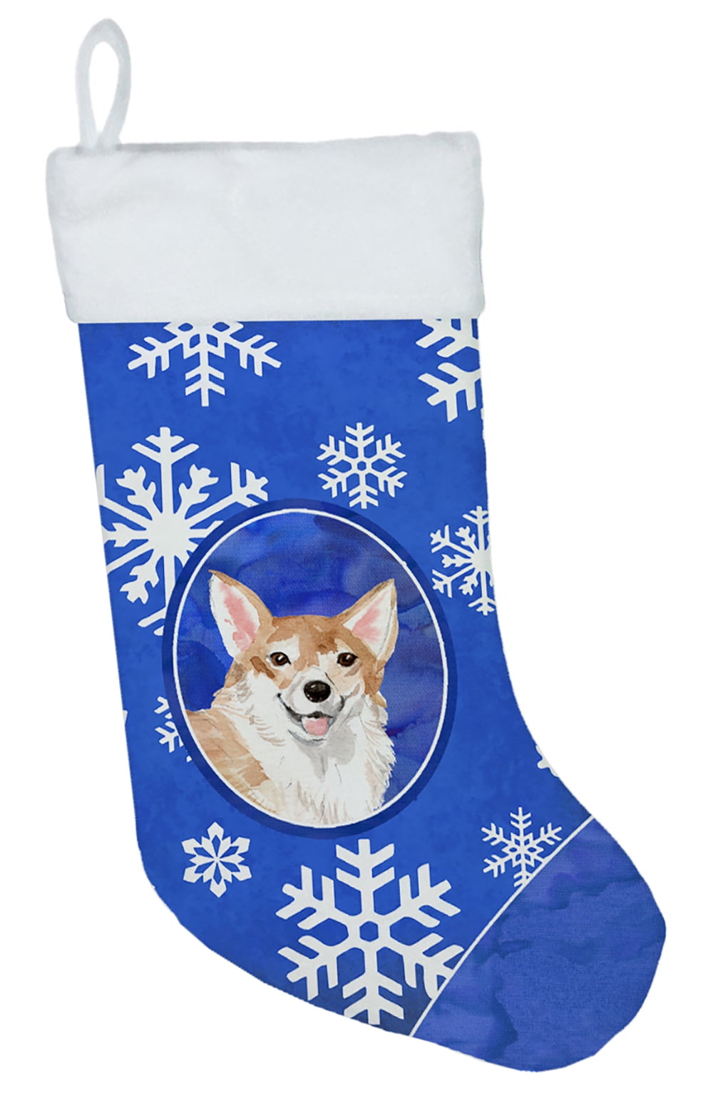 Winter Snowflakes Corgi Christmas Stocking
