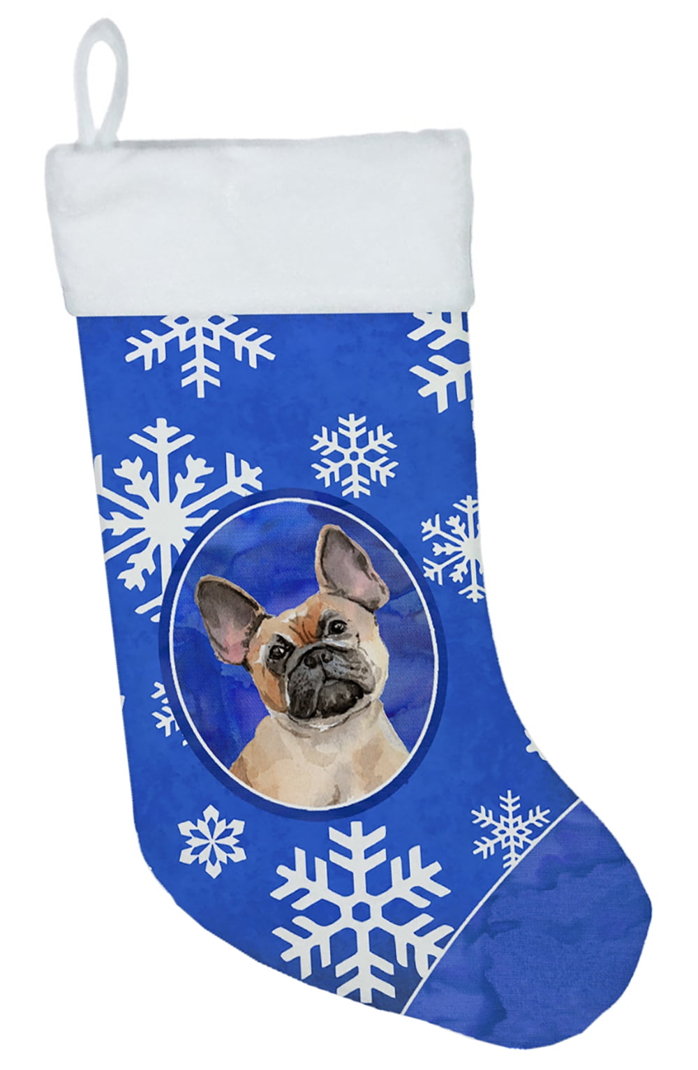 Winter Snowflakes Fawn French Bulldog Christmas Stocking