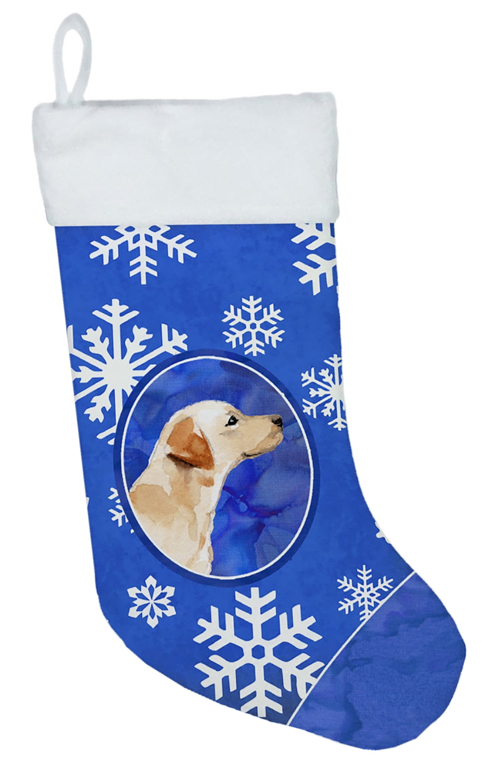 Winter Snowflakes Labrador Retriever Yellow Christmas Stocking
