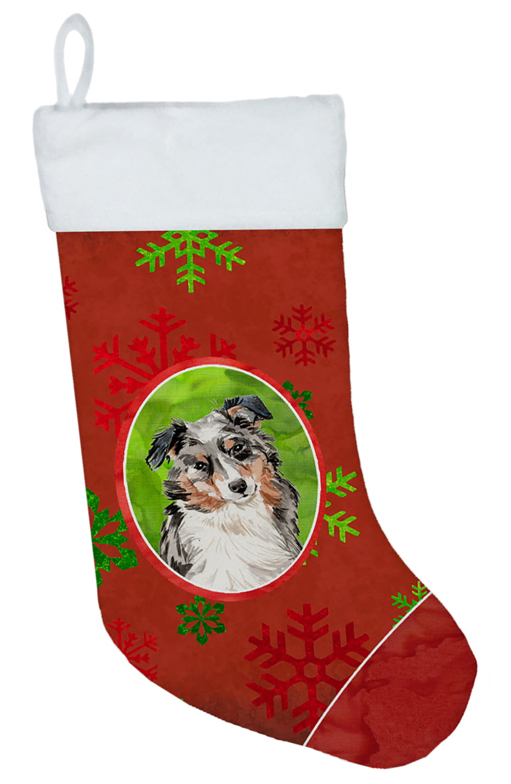 Christmas Snowflakes Australian Shepherd Christmas Stocking