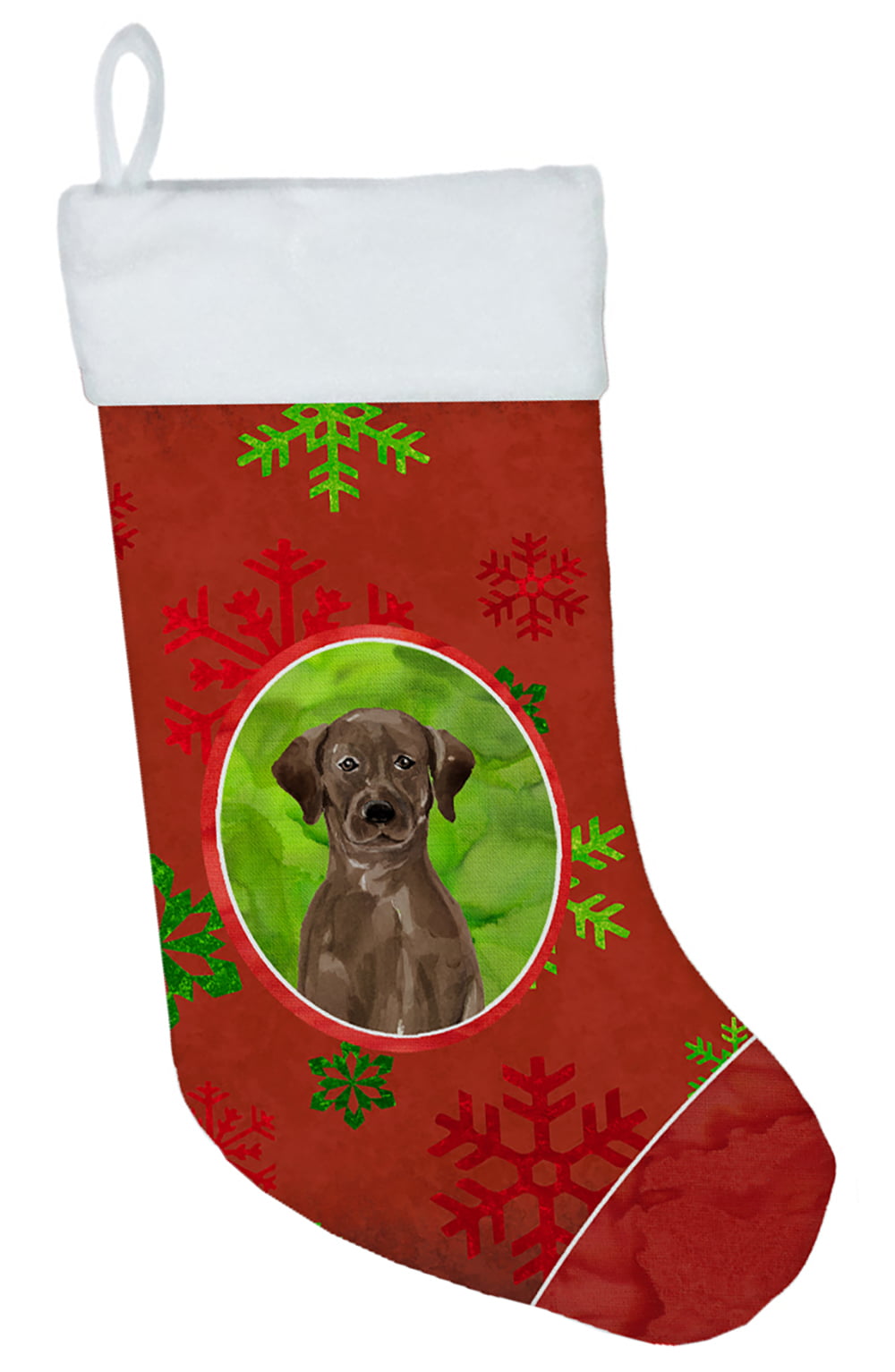 Christmas Snowflakes Chocolate Labrador Retriever Christmas Stocking