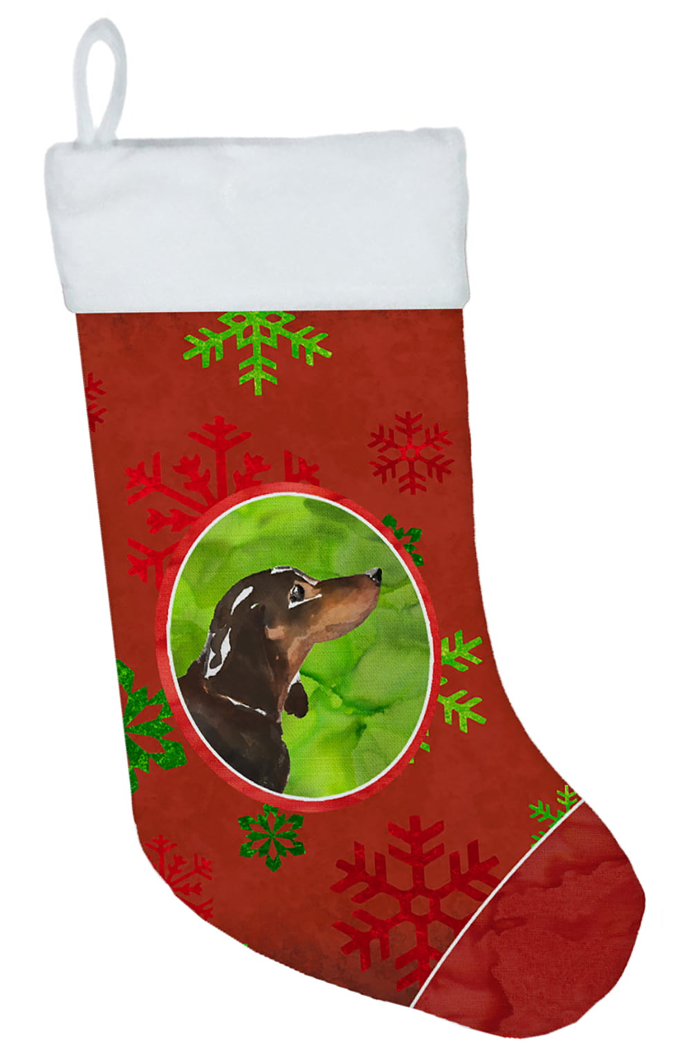 Christmas Snowflakes Black & Tan Dachshund Christmas Stocking