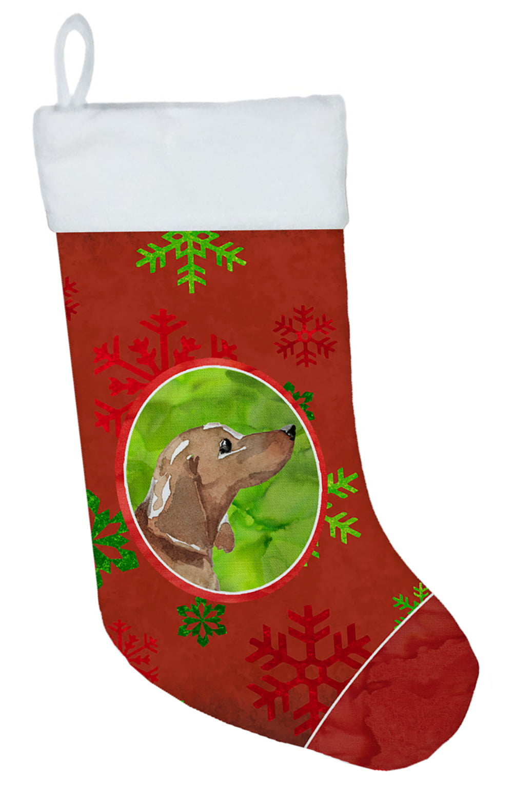 Christmas Snowflakes Red Dachshund Christmas Stocking