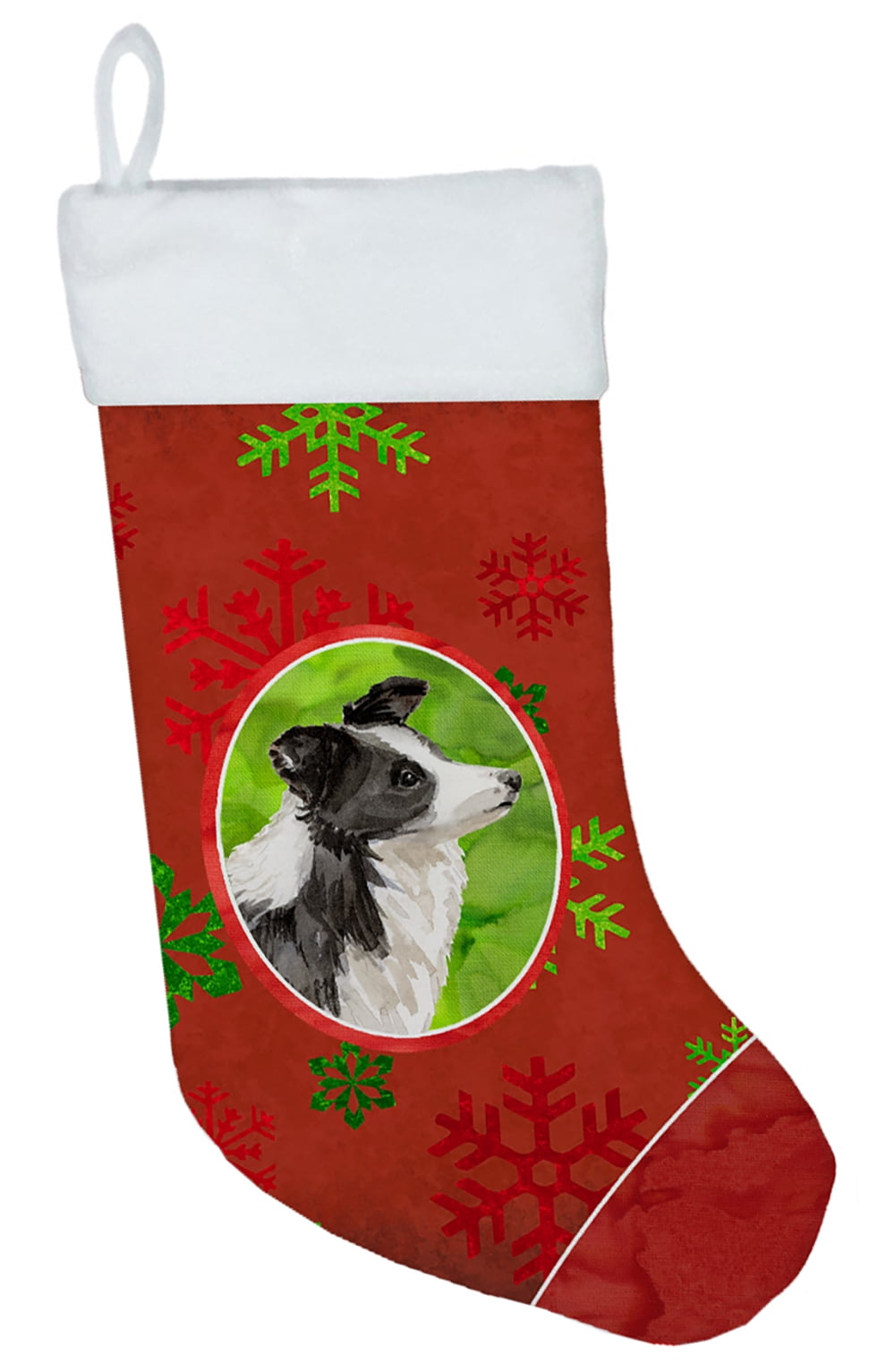 CK3980CS Christmas Snowflakes Border Collie Christmas Stocking
