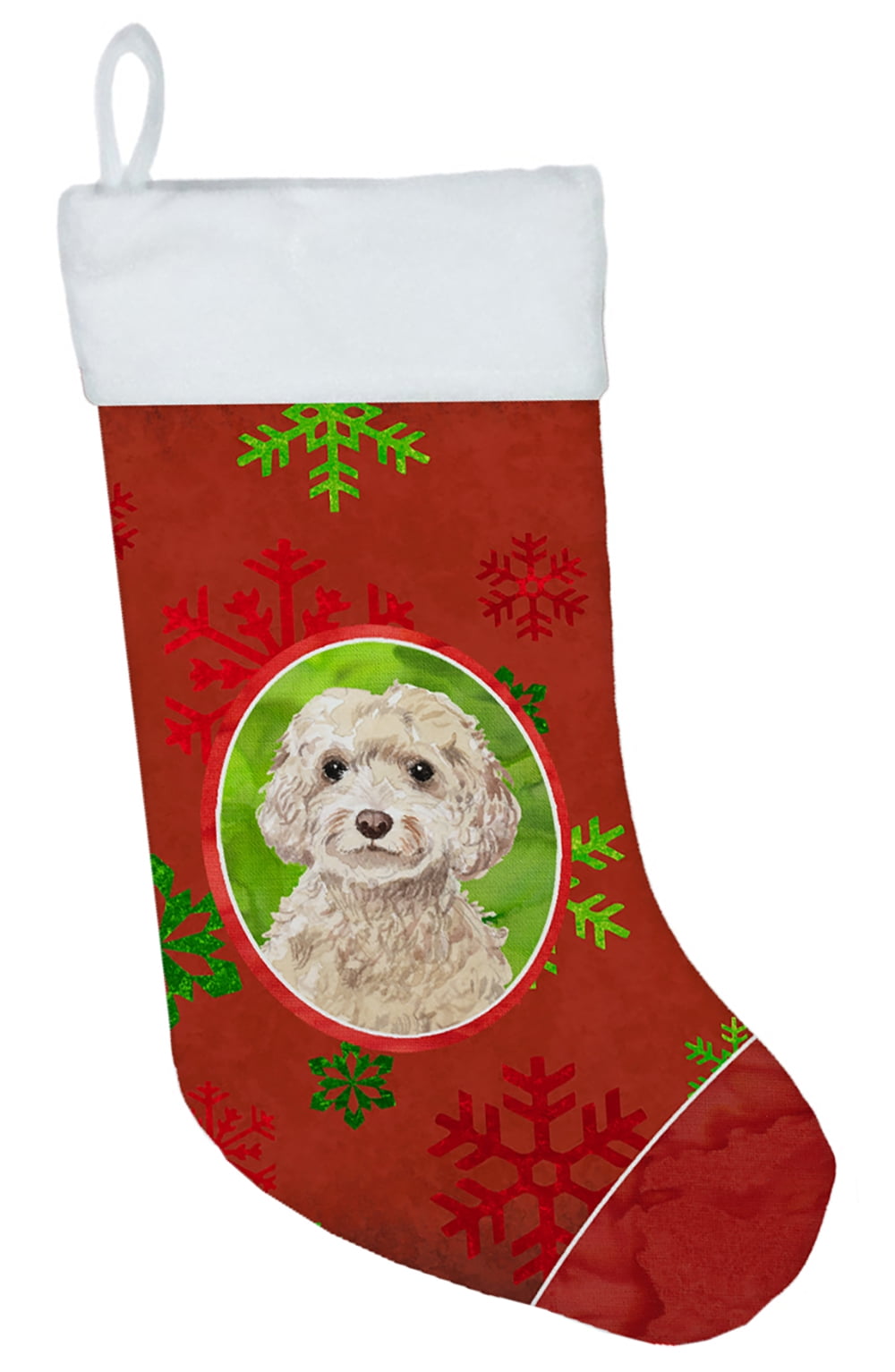 CK3982CS Christmas Snowflakes Champagne Cockapoo Christmas Stocking