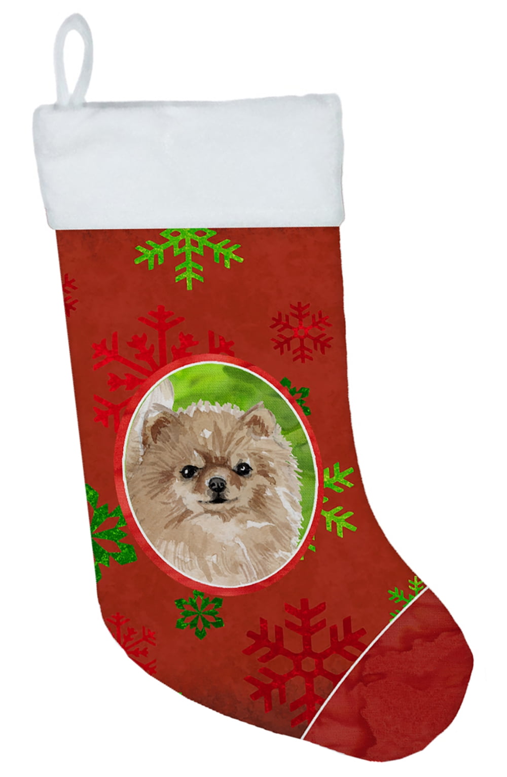 Christmas Snowflakes Pomeranian Christmas Stocking