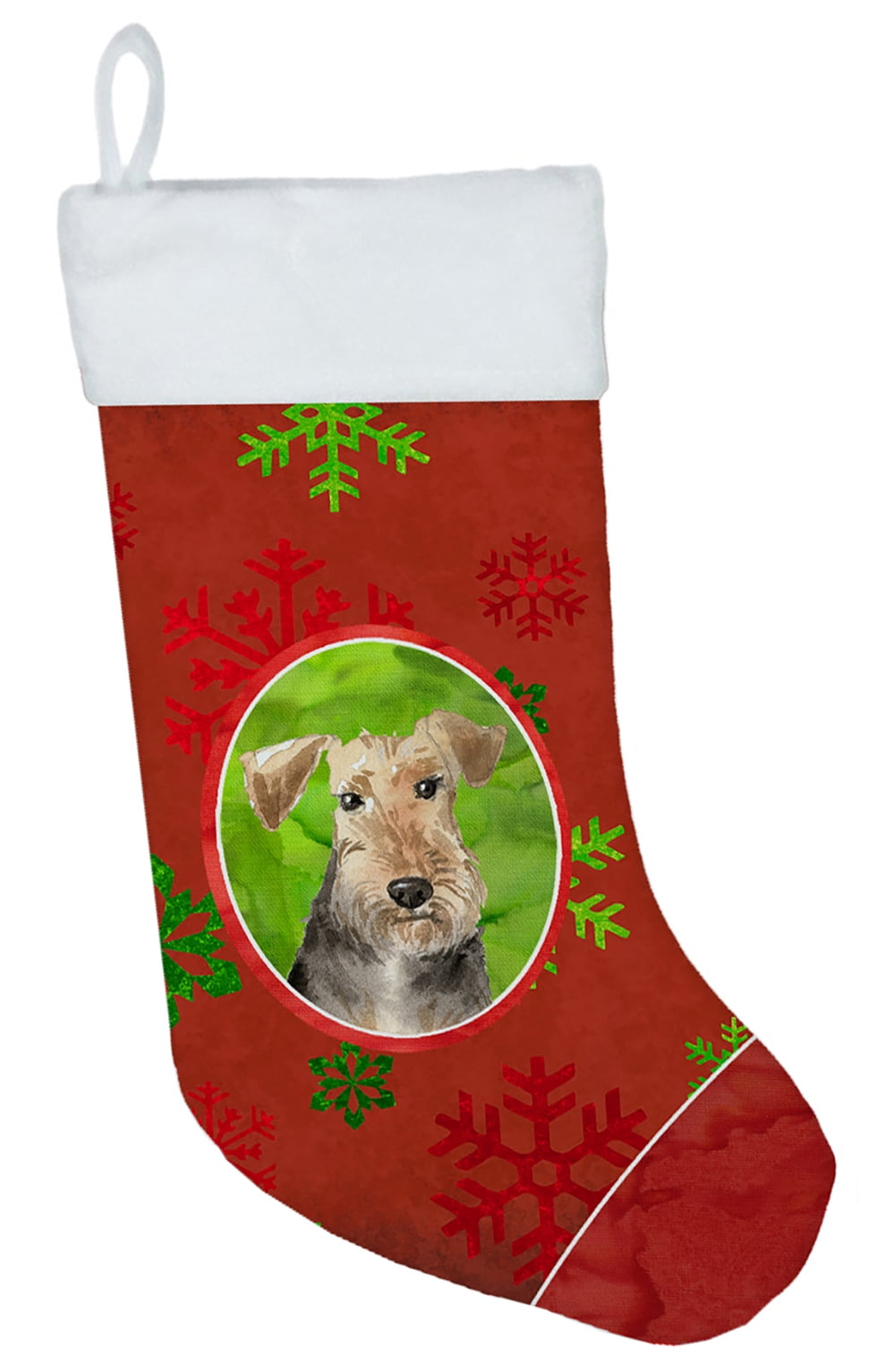 CK4004CS Christmas Snowflakes Airedale Terrier Christmas Stocking
