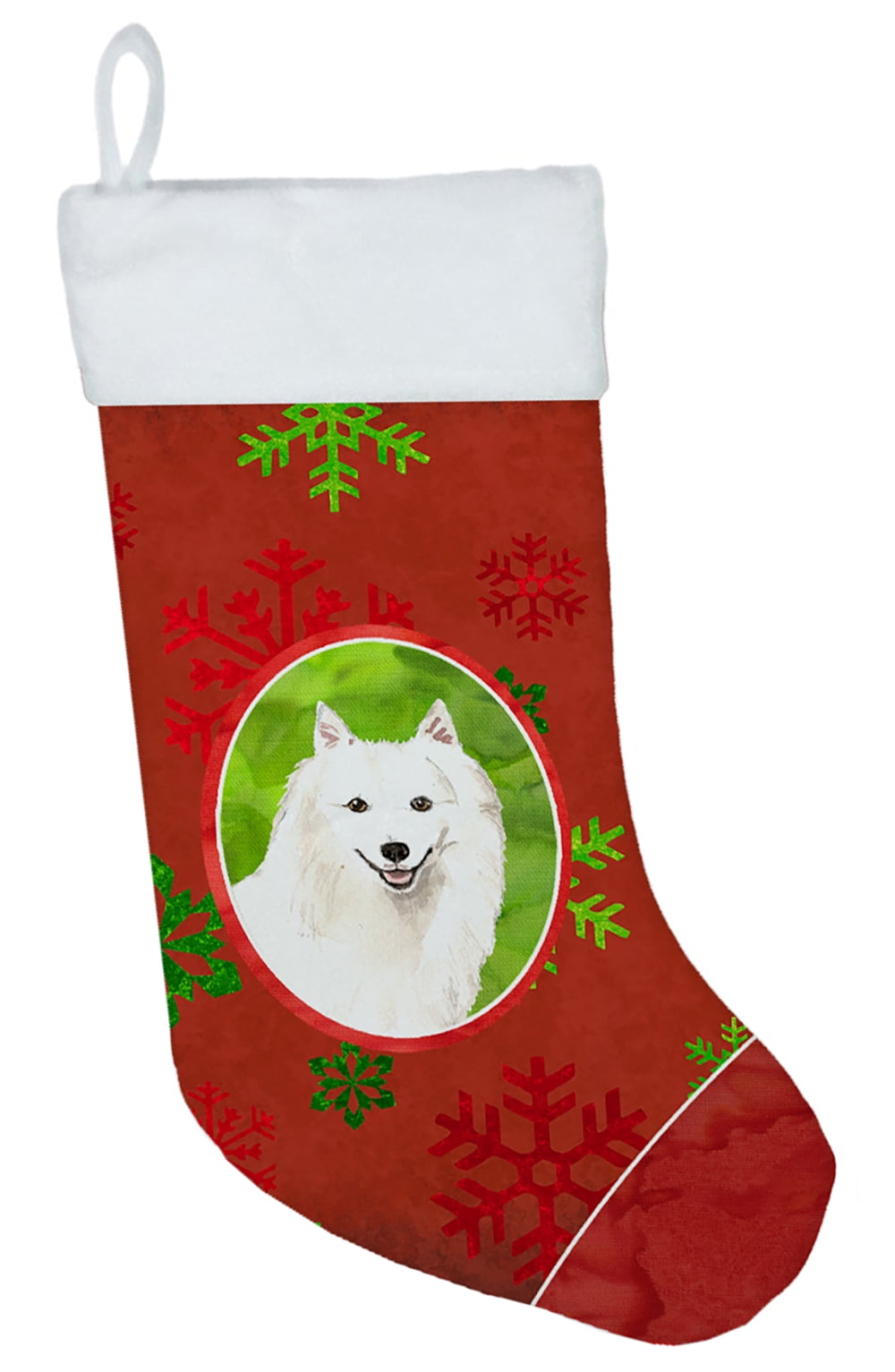Christmas Snowflakes Japanese Spitz Christmas Stocking