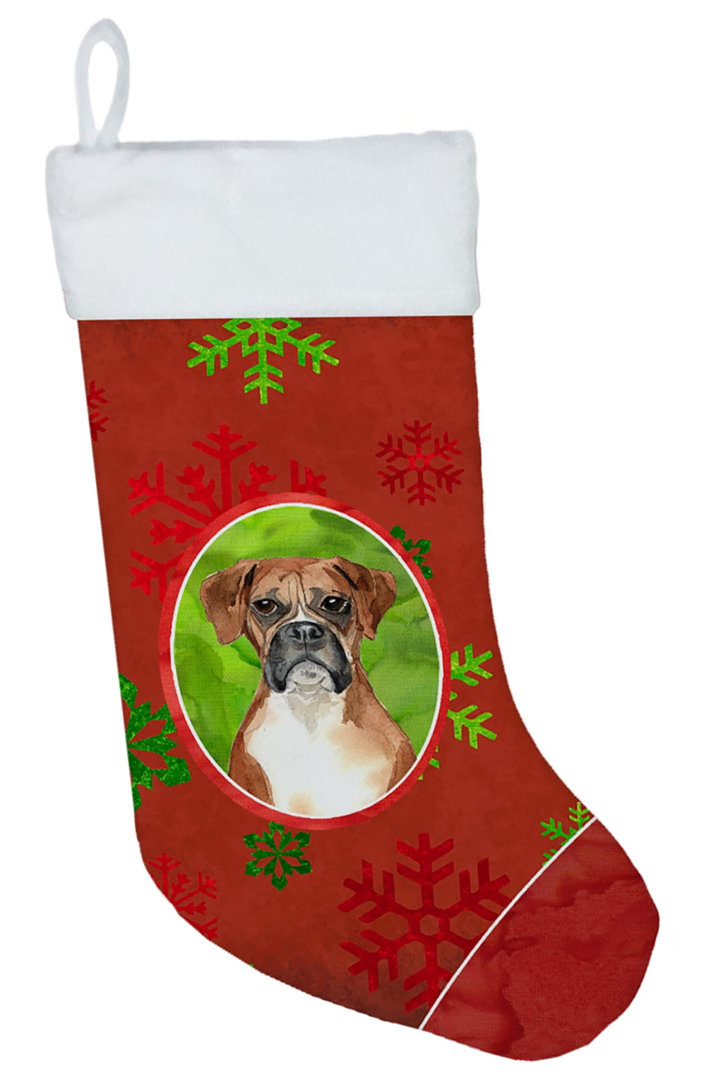 Christmas Snowflakes Boxer Christmas Stocking