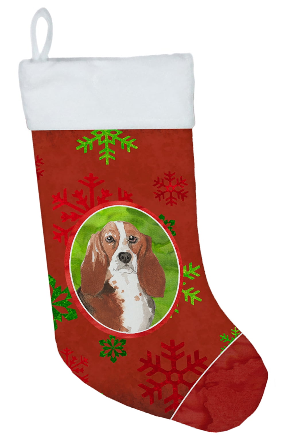 Christmas Snowflakes Basset Hound Christmas Stocking