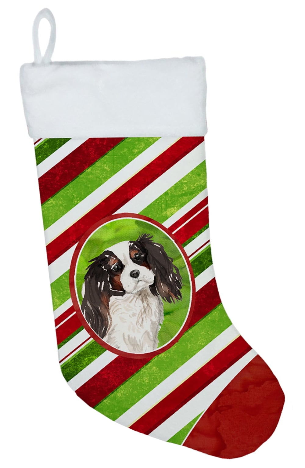 Christmas Snowflakes Tricolor Cavalier Spaniel Christmas Stocking