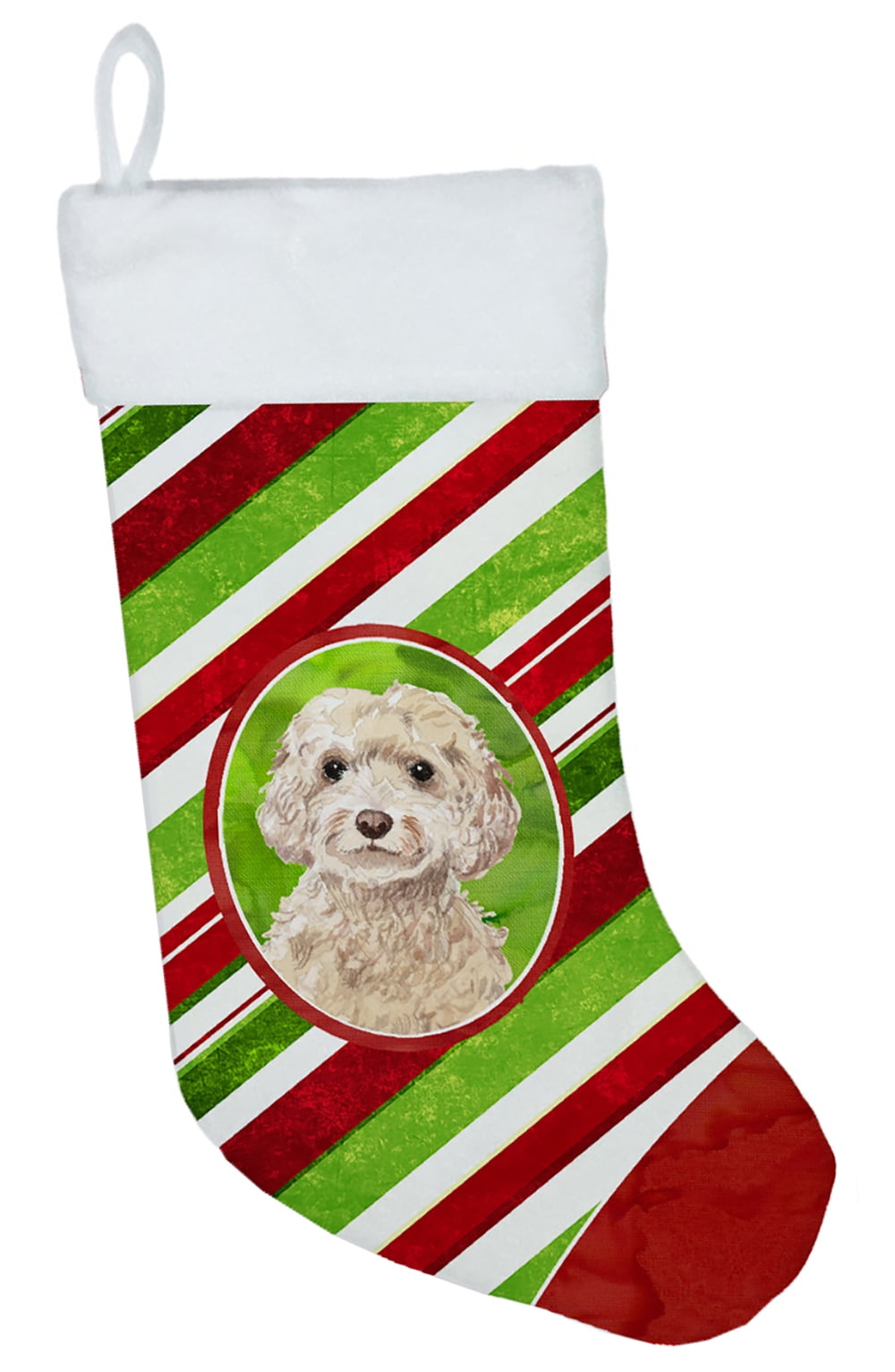 Christmas Snowflakes Champagne Cockapoo Christmas Stocking