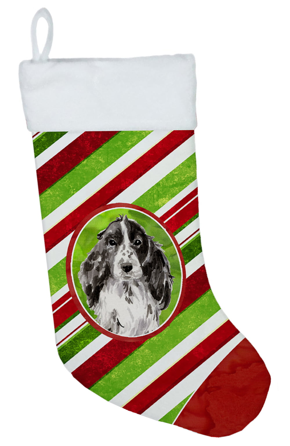 Christmas Snowflakes Black Parti Cocker Spaniel Christmas Stocking