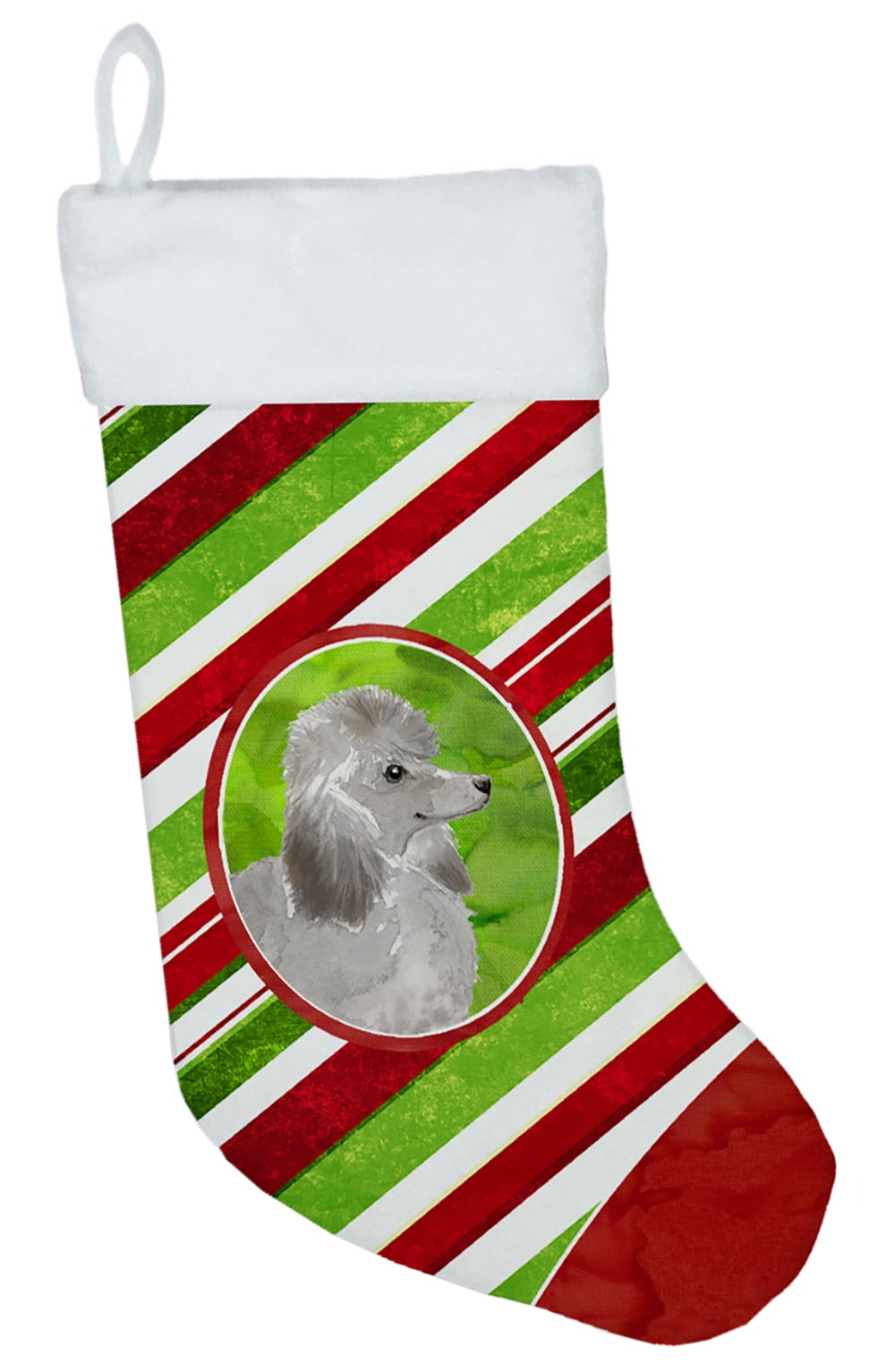 Christmas Snowflakes Silver Poodle Christmas Stocking