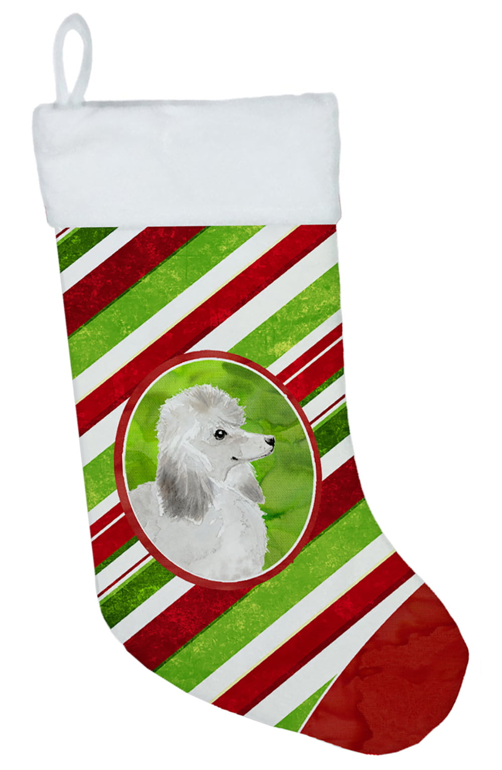 Christmas Snowflakes Silver Poodle Christmas Stocking