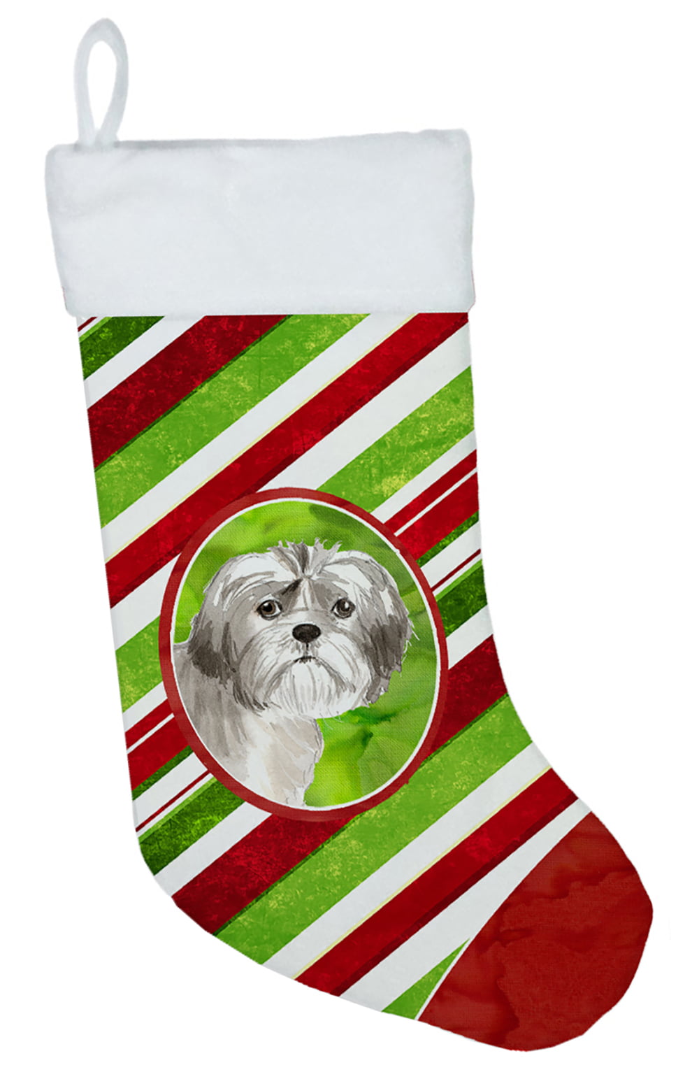 Shih Tzu Puppy Christmas Candy Stripe Christmas Stocking
