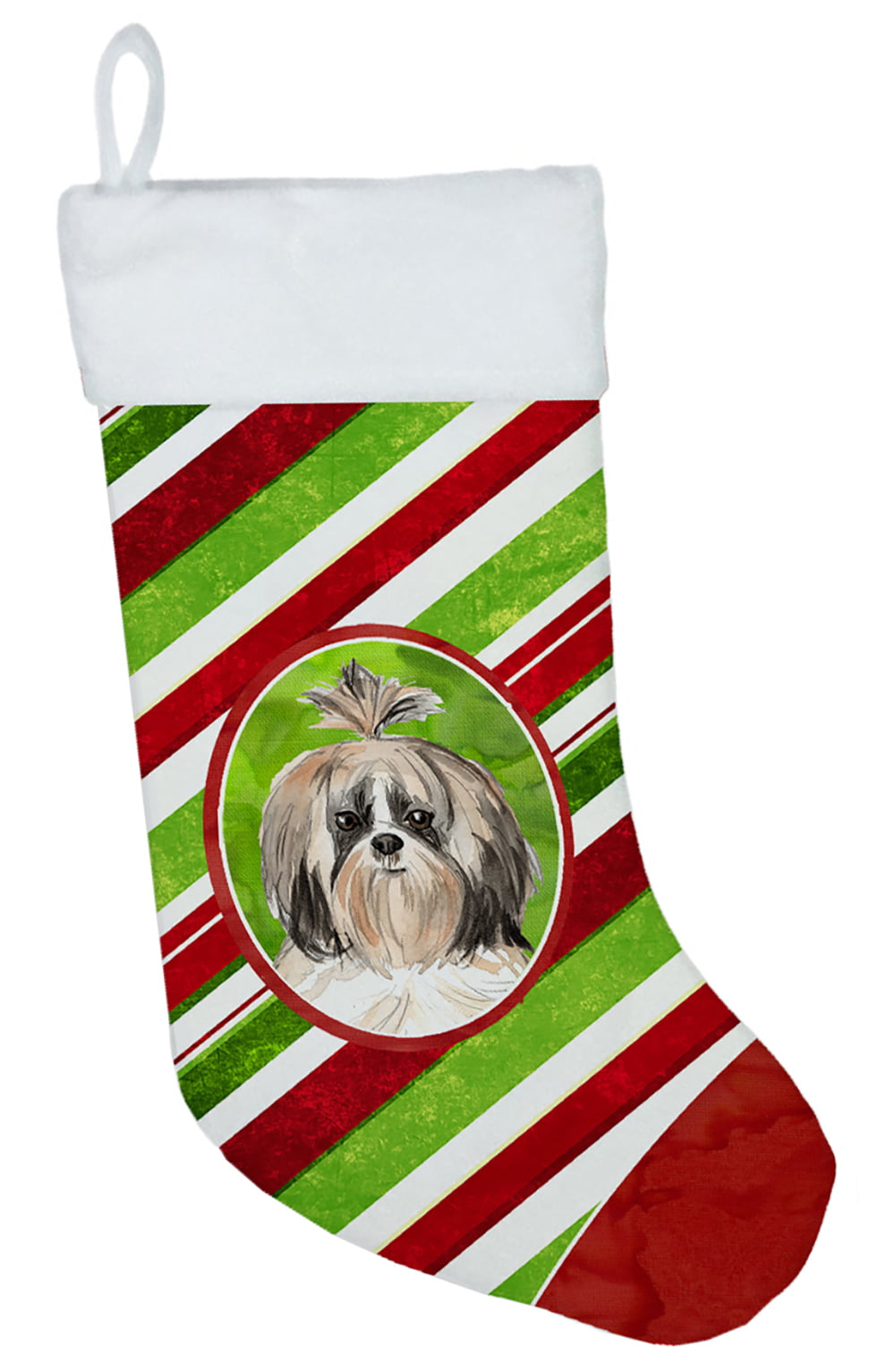 Shih Tzu Christmas Candy Stripe Christmas Stocking